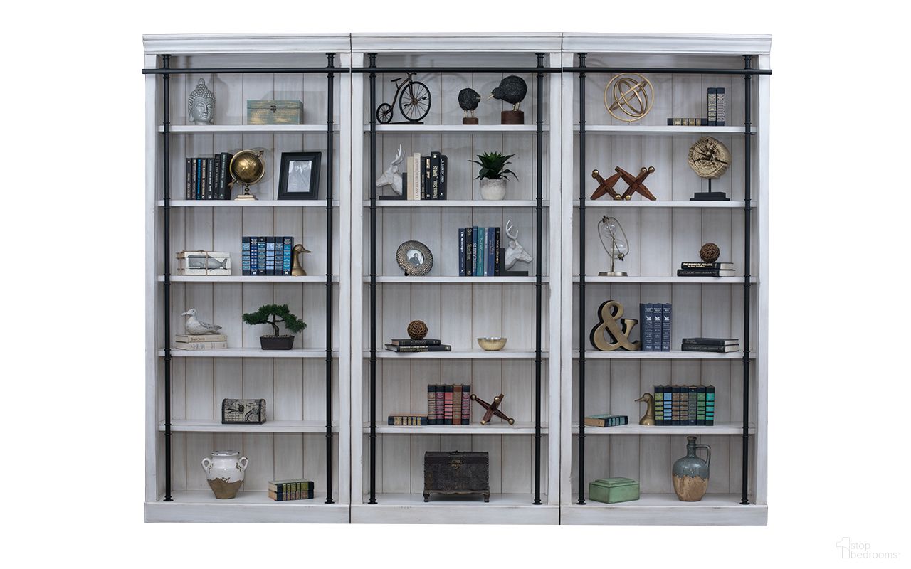 The appearance of Avondale 8' Tall Three Piece Bookcase Wall With Ladder In White designed by Martin Furniture in the rustic / southwestern interior design. This white piece of furniture was selected by 1StopBedrooms from Avondale Collection to add a touch of cosiness and style into your home. Sku: IMAE4094WKIT3PC. Material: Solid Hardwood.