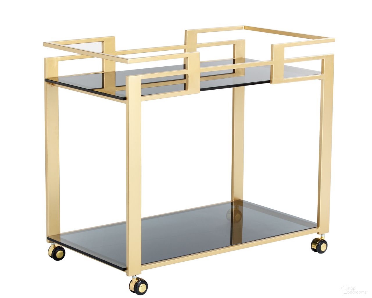 Avondale Bar Cart In Smoked and Gold