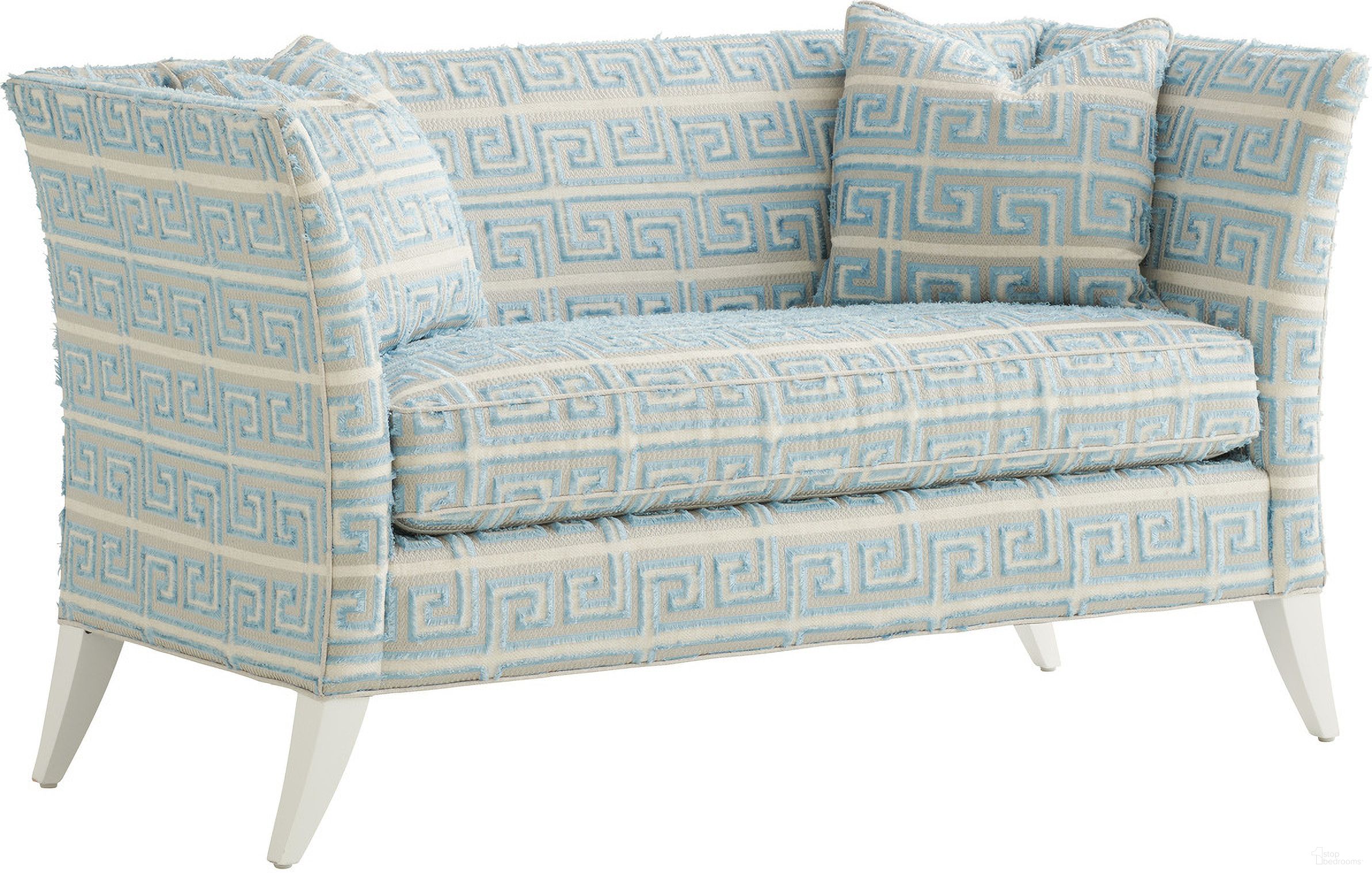 The appearance of Avondale Hampstead Settee designed by Lexington in the traditional interior design. This blue/aqua piece of furniture was selected by 1StopBedrooms from Avondale Collection to add a touch of cosiness and style into your home. Sku: 7291-23AA-40. Material: Wood.
