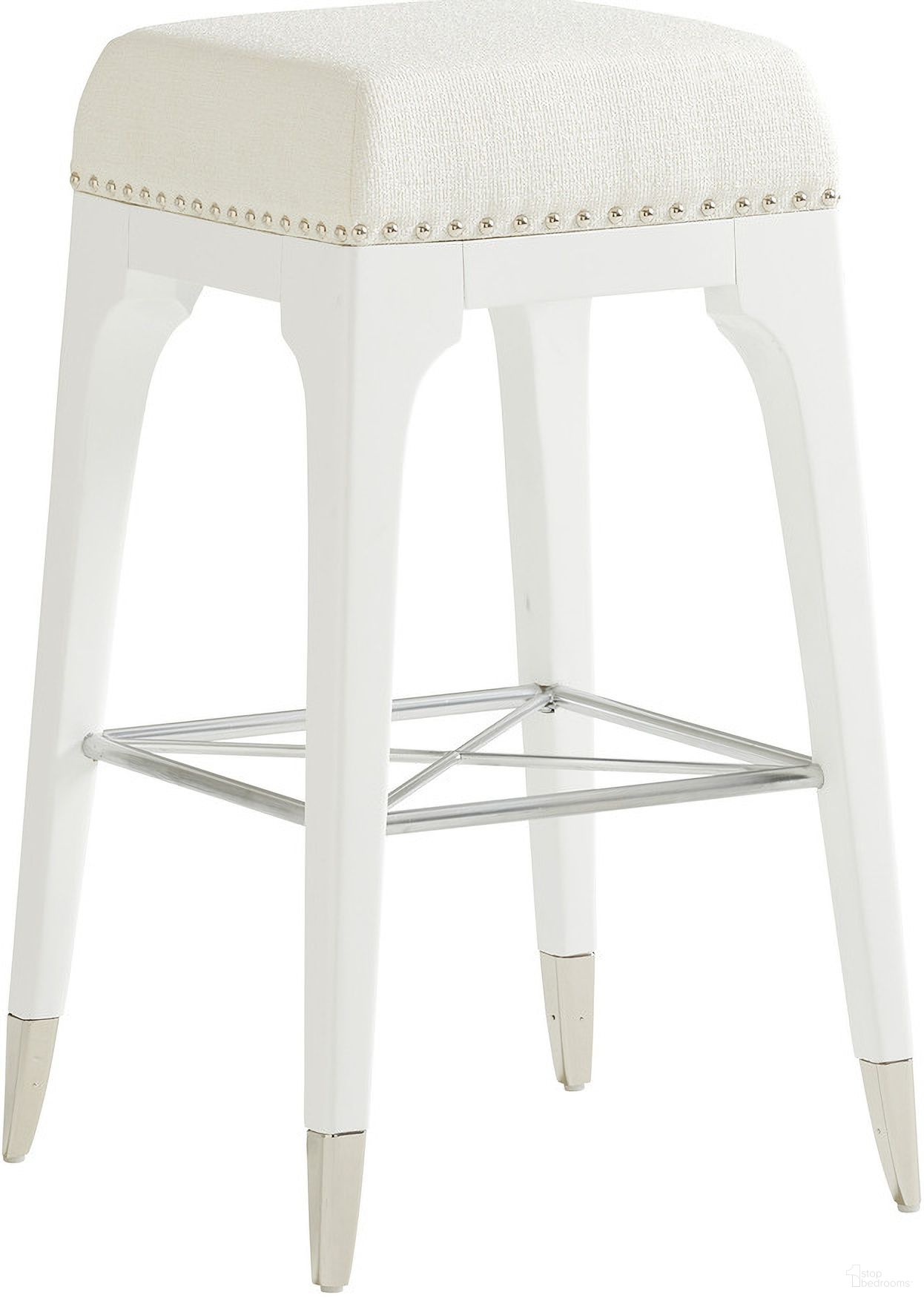 The appearance of Avondale Northbrook Bar Stool In Alabaster 01-0415-896-01 designed by Lexington in the traditional interior design. This alabaster piece of furniture  was selected by 1StopBedrooms from Avondale Collection to add a touch of cosiness and style into your home. Sku: 415-896-01. Material: Wood.
