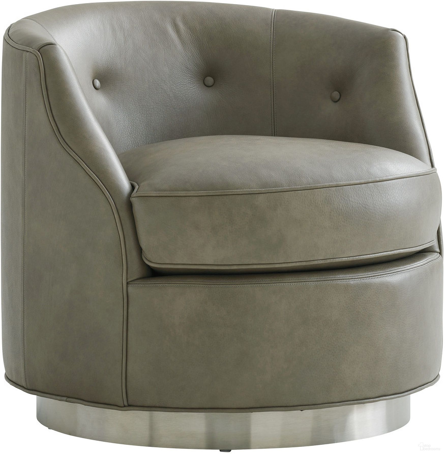 The appearance of Avondale Piper Leather Swivel Chair designed by Lexington in the traditional interior design. This gray piece of furniture was selected by 1StopBedrooms from Avondale Collection to add a touch of cosiness and style into your home. Sku: LL7238-11SW-40. Material: Leather.
