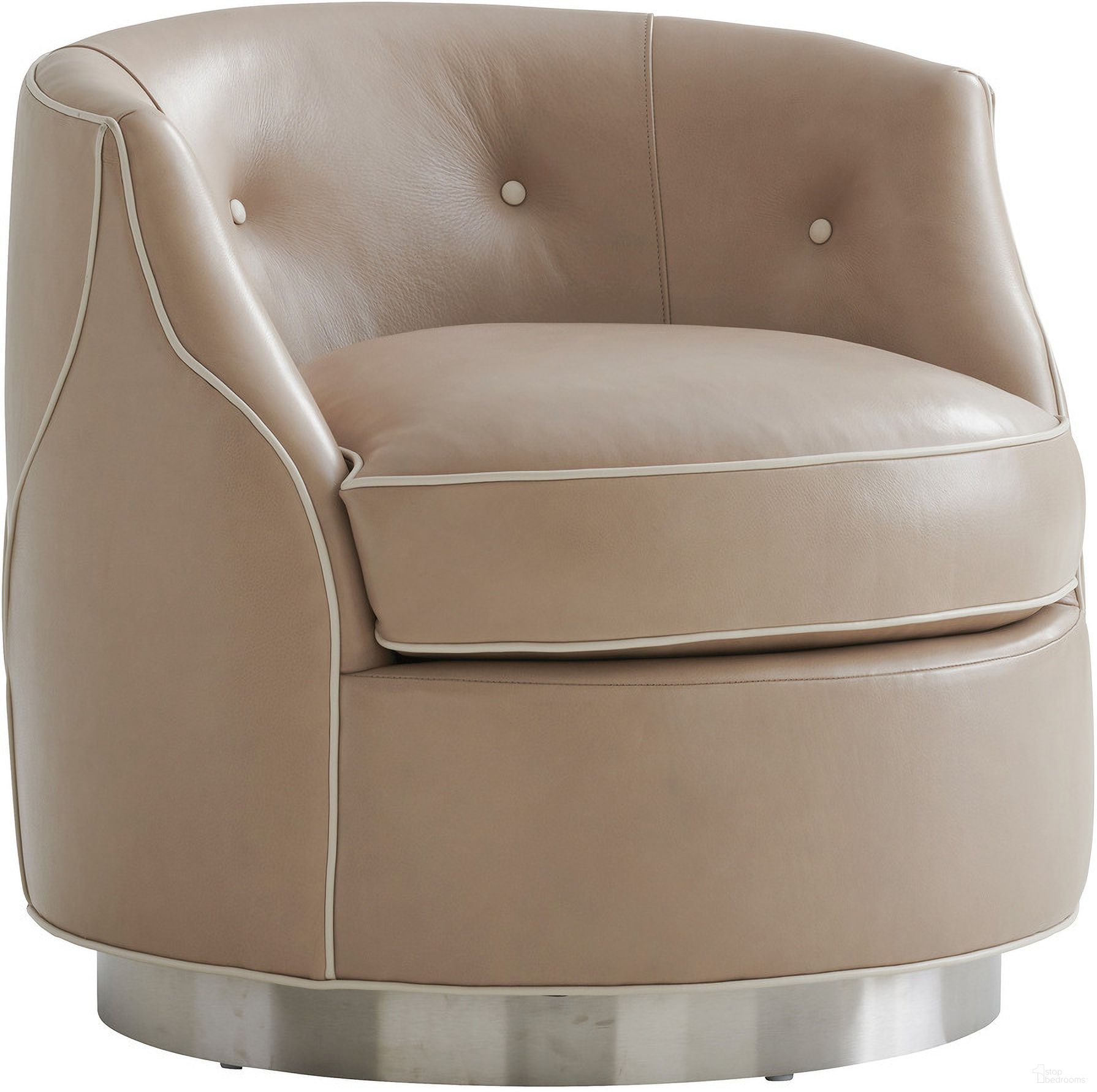The appearance of Avondale Roberston Leather Swivel Chair designed by Lexington in the traditional interior design. This pewter piece of furniture was selected by 1StopBedrooms from Avondale Collection to add a touch of cosiness and style into your home. Sku: LL7239-11SW-40. Material: Leather.