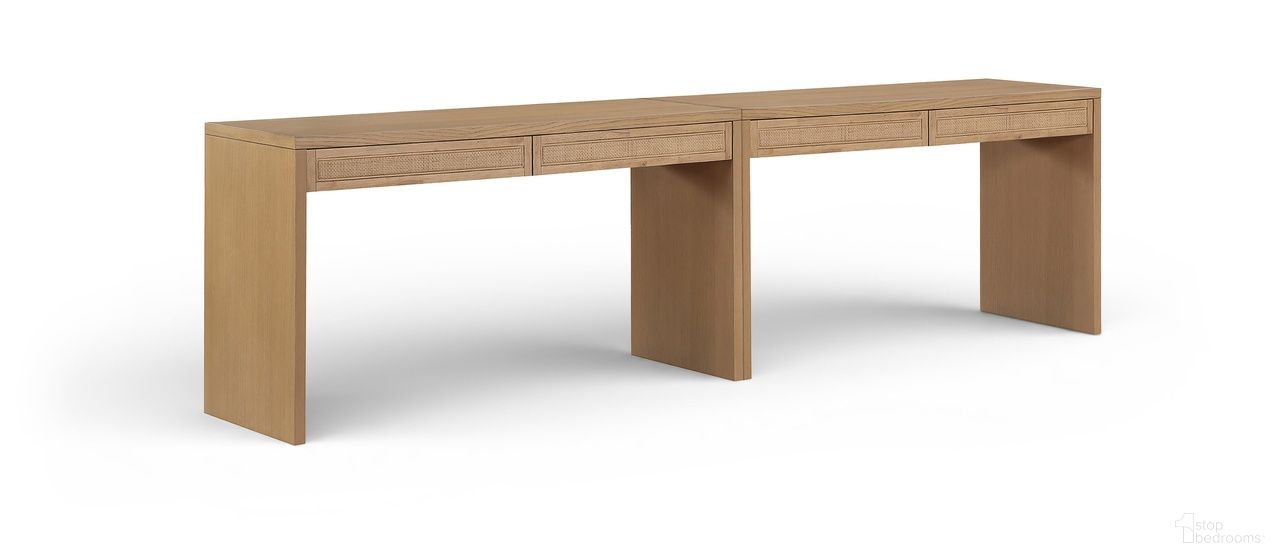 The appearance of Avro Solid Wood and Oak Veneer 2-Piece Desk In Natural designed by Meridian in the modern / contemporary interior design. This natural piece of furniture was selected by 1StopBedrooms from Avro Collection to add a touch of cosiness and style into your home. Sku: 77051Natural-T;77051Natural-T. Material: MDF.