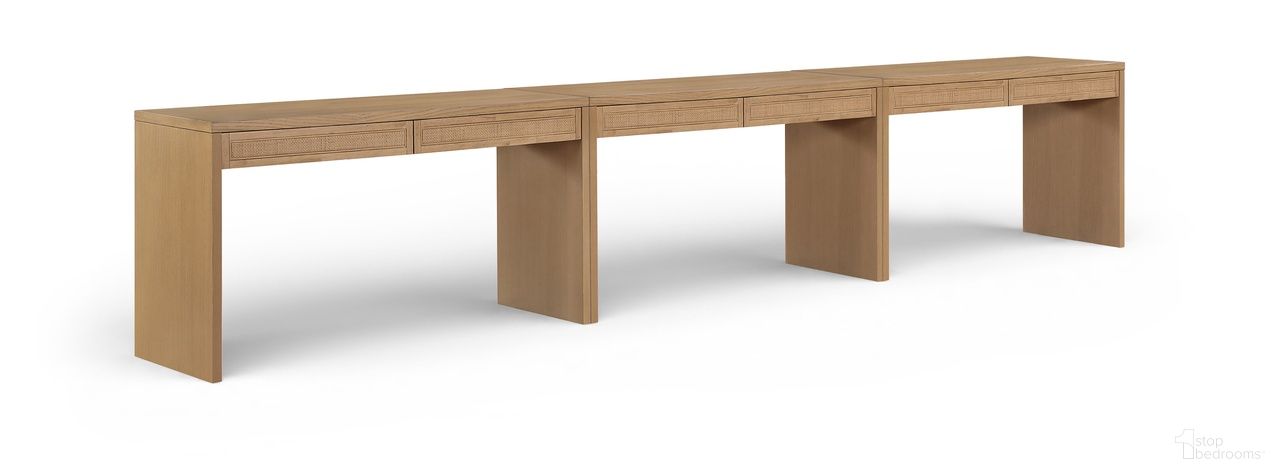 The appearance of Avro Solid Wood and Oak Veneer 3-Piece Desk In Natural designed by Meridian in the modern / contemporary interior design. This natural piece of furniture  was selected by 1StopBedrooms from Avro Collection to add a touch of cosiness and style into your home. Sku: 77051Natural-T;77051Natural-T;77051Natural-T. Material: MDF.
