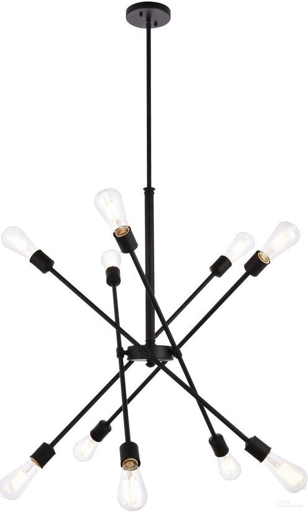 Axel 10 Lights Black Pendant With Hanging Rod