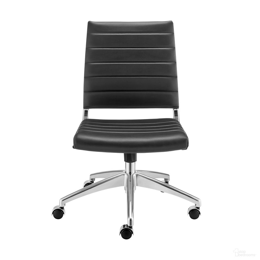 Axel Armless Low Back Office Chair In Black and Aluminum