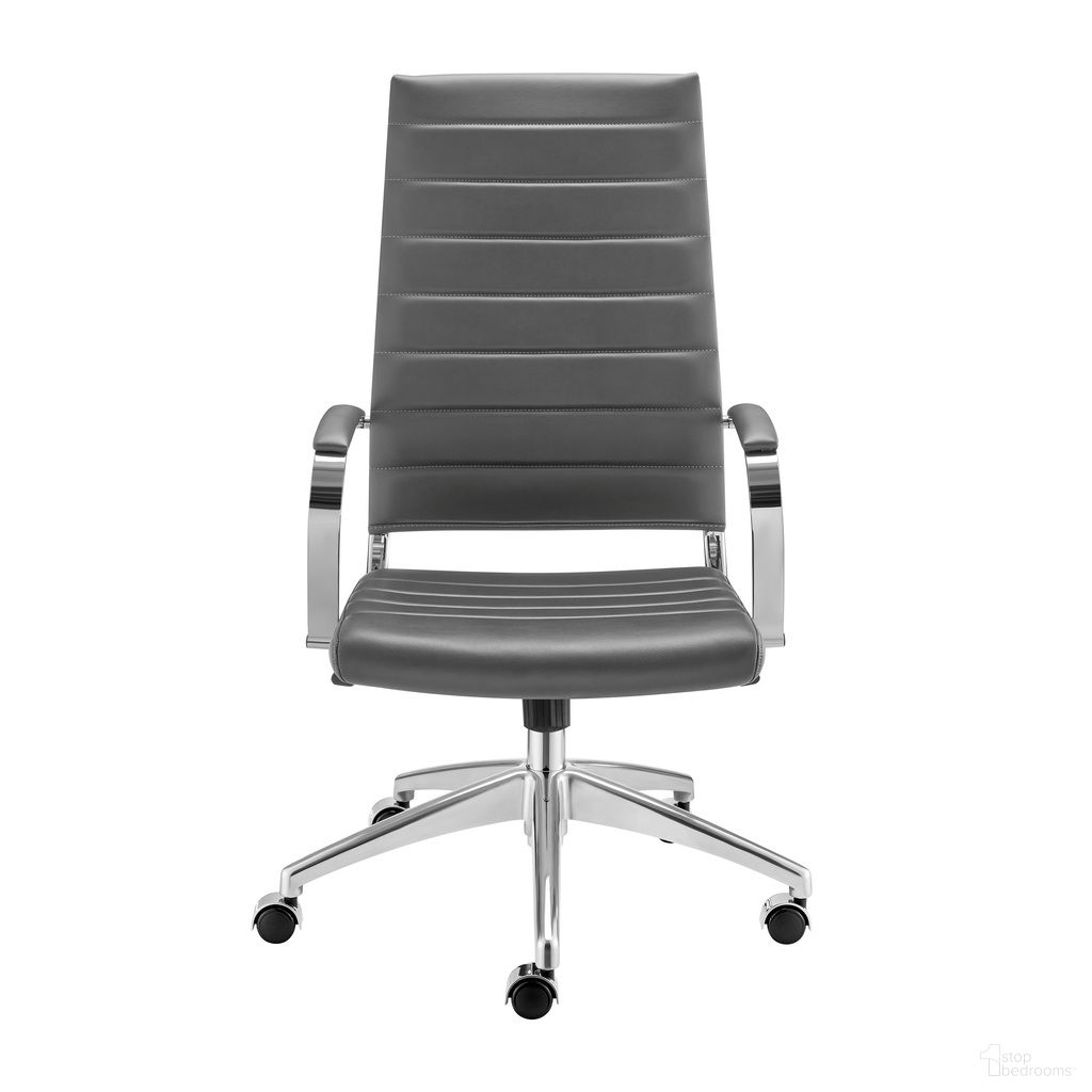 Axel High Back Office Chair In Gray and Aluminum