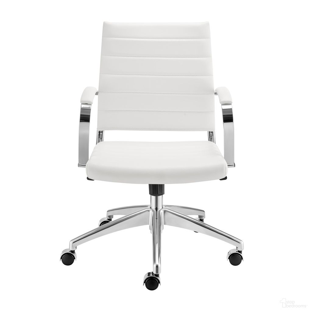 Axel Low Back Office Chair In White and Aluminum
