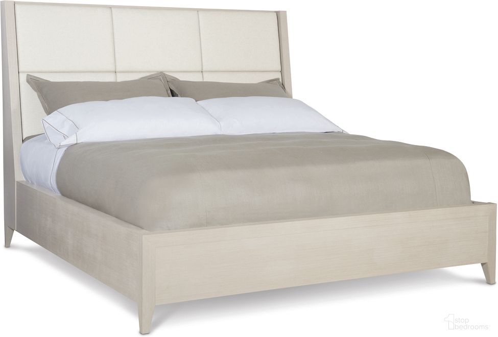 The appearance of Axiom King Upholstered Panel Bed with Wooden Footboard and Side Rails designed by Bernhardt in the transitional interior design. This linear gray piece of furniture was selected by 1StopBedrooms from Axiom Collection to add a touch of cosiness and style into your home. Sku: 381FR66;381H66. Bed Type: Panel Bed. Material: Fabric. Bed Size: King.