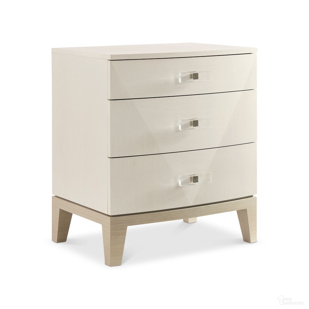 The appearance of Axiom Nightstand - 26" designed by Bernhardt in the transitional interior design. This linear gray/linear white piece of furniture was selected by 1StopBedrooms from Axiom Collection to add a touch of cosiness and style into your home. Sku: 381228. Material: Poplar.