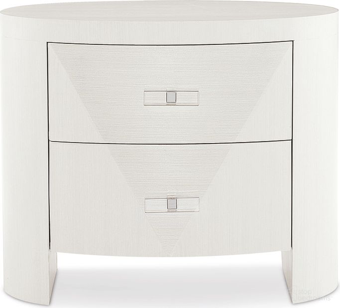 The appearance of Axiom Oval Nightstand designed by Bernhardt in the modern / contemporary interior design. This linear white piece of furniture was selected by 1StopBedrooms from Axiom Collection to add a touch of cosiness and style into your home. Sku: 381213. Material: Poplar.