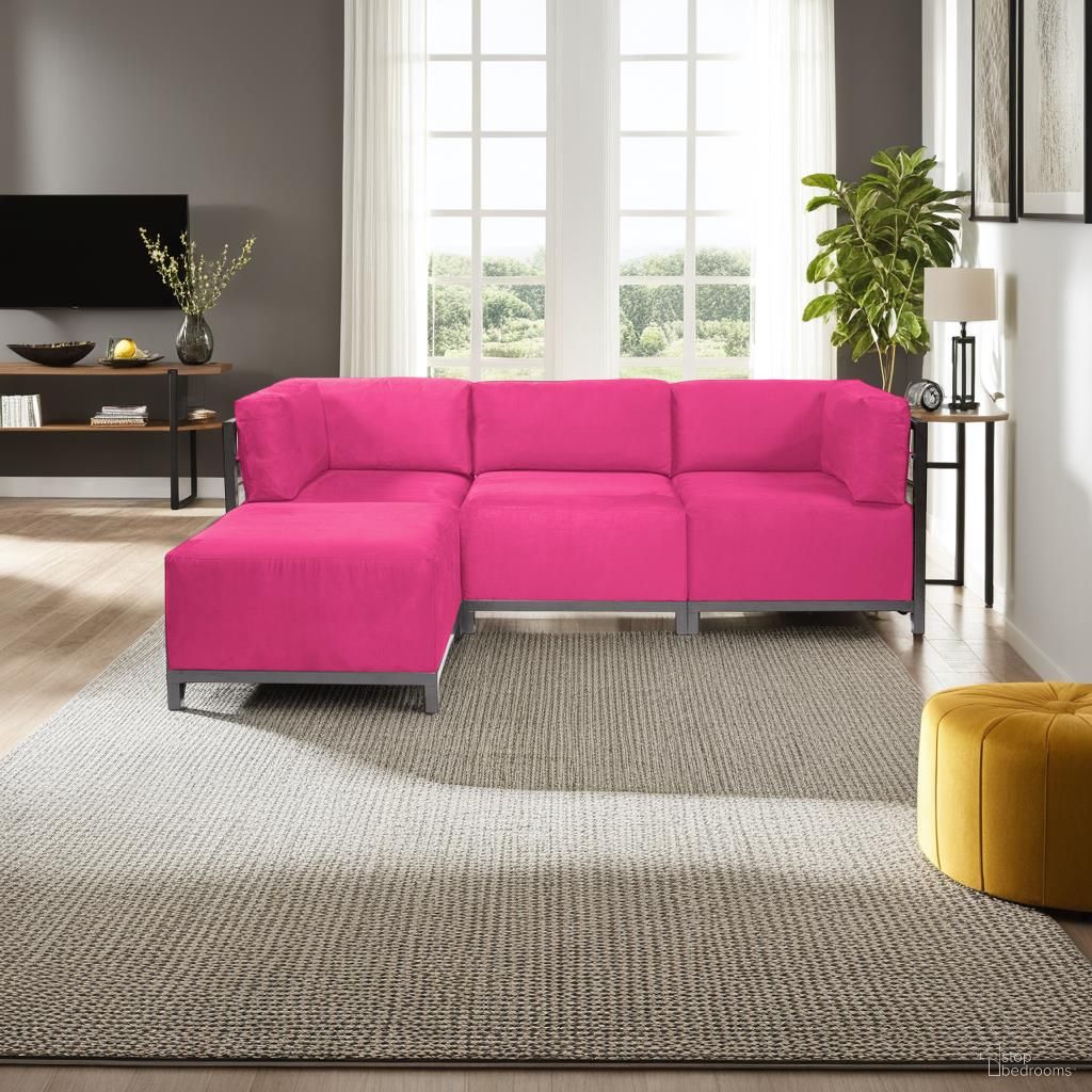 The appearance of Axis 4 Piece Sectional Regency Titanium Frame In Fuchsia designed by Howard Elliott in the modern / contemporary interior design. This fuchsia piece of furniture was selected by 1StopBedrooms from Regency Collection to add a touch of cosiness and style into your home. Sku: K924T-296. Material: Chenille.