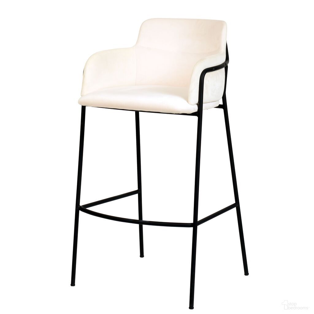 The appearance of Axis Modern Bar Height Chair In Biege designed by LeisureMod in the modern / contemporary interior design. This beige piece of furniture  was selected by 1StopBedrooms from Axis Collection to add a touch of cosiness and style into your home. Sku: AC29BG. Material: Velvet.