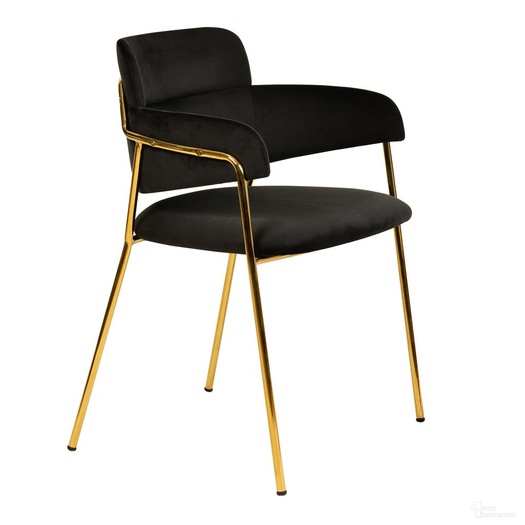 The appearance of Axis Modern Gold Dining Chair In Black designed by LeisureMod in the modern / contemporary interior design. This black piece of furniture was selected by 1StopBedrooms from Axis Collection to add a touch of cosiness and style into your home. Sku: ACG22BL. Material: Velvet. Chair Type: Arm Chair.