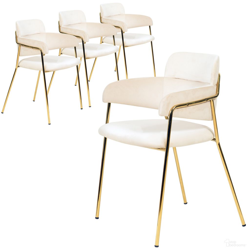 The appearance of Axis Modern Gold Dining Chair Set of 4 In Beige designed by LeisureMod in the modern / contemporary interior design. This beige piece of furniture was selected by 1StopBedrooms from Axis Collection to add a touch of cosiness and style into your home. Sku: ACG22BG4. Material: Velvet. Chair Type: Arm Chair.