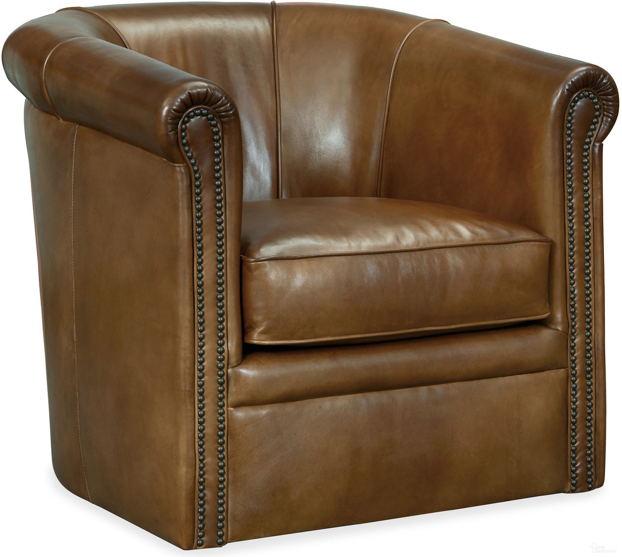 The appearance of CC Axton Brown Swivel Leather Club Chair designed by Hooker in the traditional interior design. This brown piece of furniture was selected by 1StopBedrooms from CC Collection to add a touch of cosiness and style into your home. Sku: CC388-SW-083. Material: Leather.