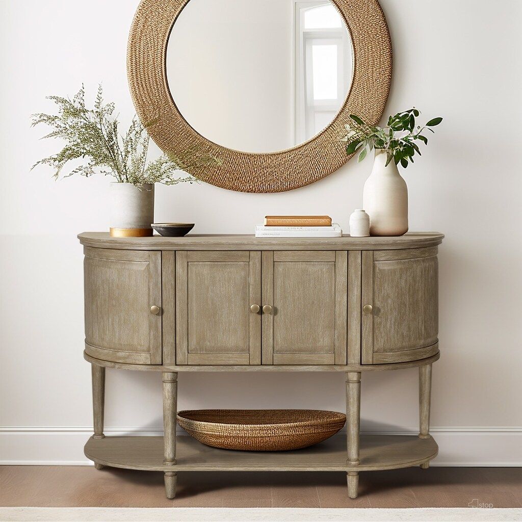The appearance of Ayanna Accent Cabinet with Lower Shelf In Reclaimed Wheat designed by Olliix in the country / farmhouse interior design. This reclaimed wheat piece of furniture was selected by 1StopBedrooms from Ayanna Collection to add a touch of cosiness and style into your home. Sku: MT130-1212. Material: Wood.