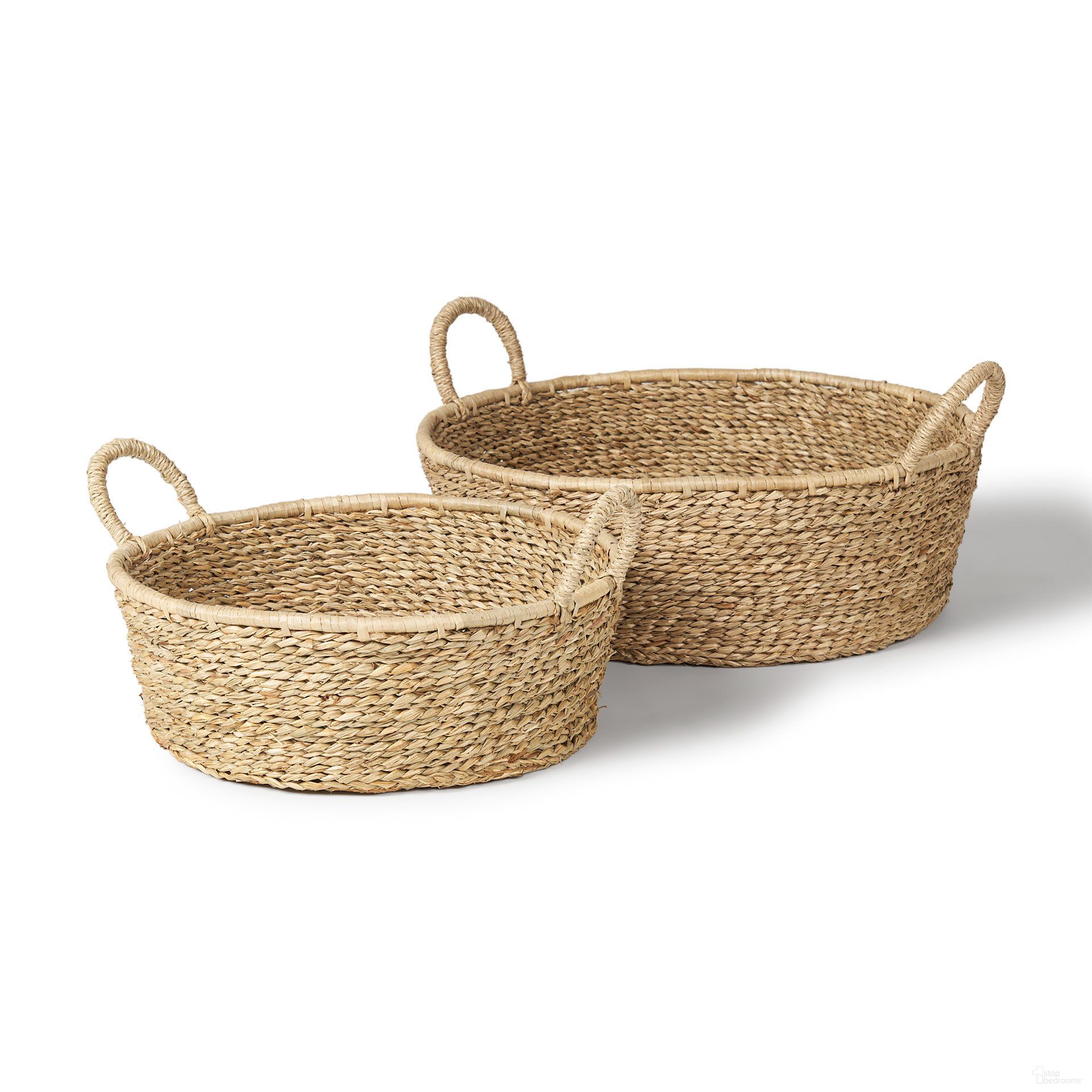 Ayanna Deep Nesting Baskets with Handles Set of 2 In Seagrass