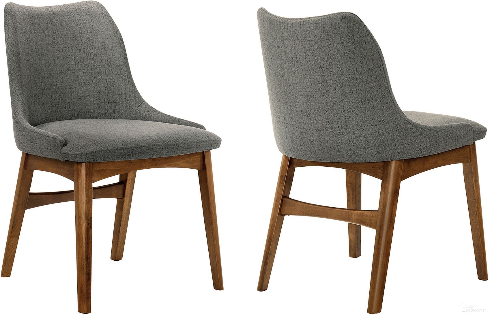 The appearance of Azalea Charcoal Fabric and Walnut Wood Dining Side Chair Set of 2 designed by Armen Living in the modern / contemporary interior design. This charcoal piece of furniture was selected by 1StopBedrooms from Azalea Collection to add a touch of cosiness and style into your home. Sku: LCAZSIWACH. Material: Rubberwood. Chair Type: Side Chair.