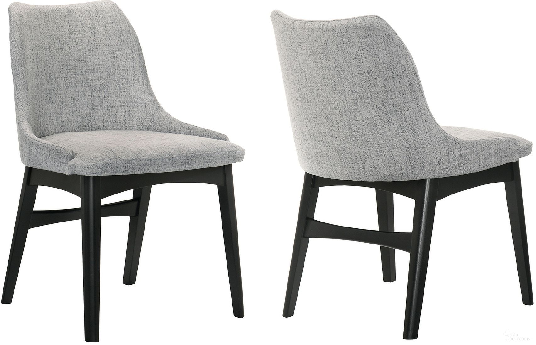The appearance of Azalea Gray Fabric and Black Wood Dining Side Chair Set of 2 designed by Armen Living in the modern / contemporary interior design. This gray piece of furniture was selected by 1StopBedrooms from Azalea Collection to add a touch of cosiness and style into your home. Sku: LCAZSIBLGR. Material: Rubberwood. Chair Type: Side Chair.