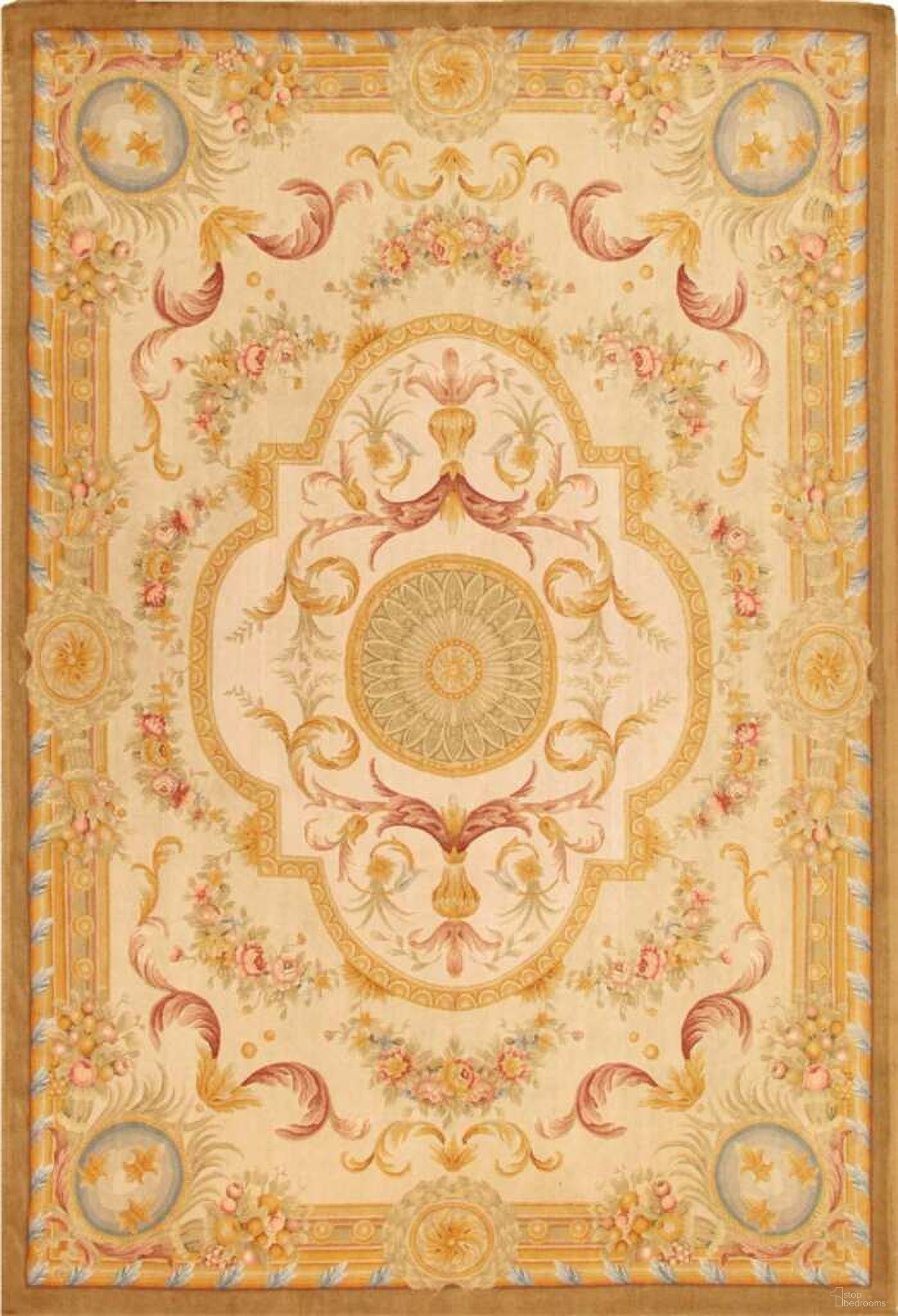 Azerbaijan Collection Hand-Knotted Lamb's Wool Area Rug-10' 1" x 13' 9" In Ivory and Yellow