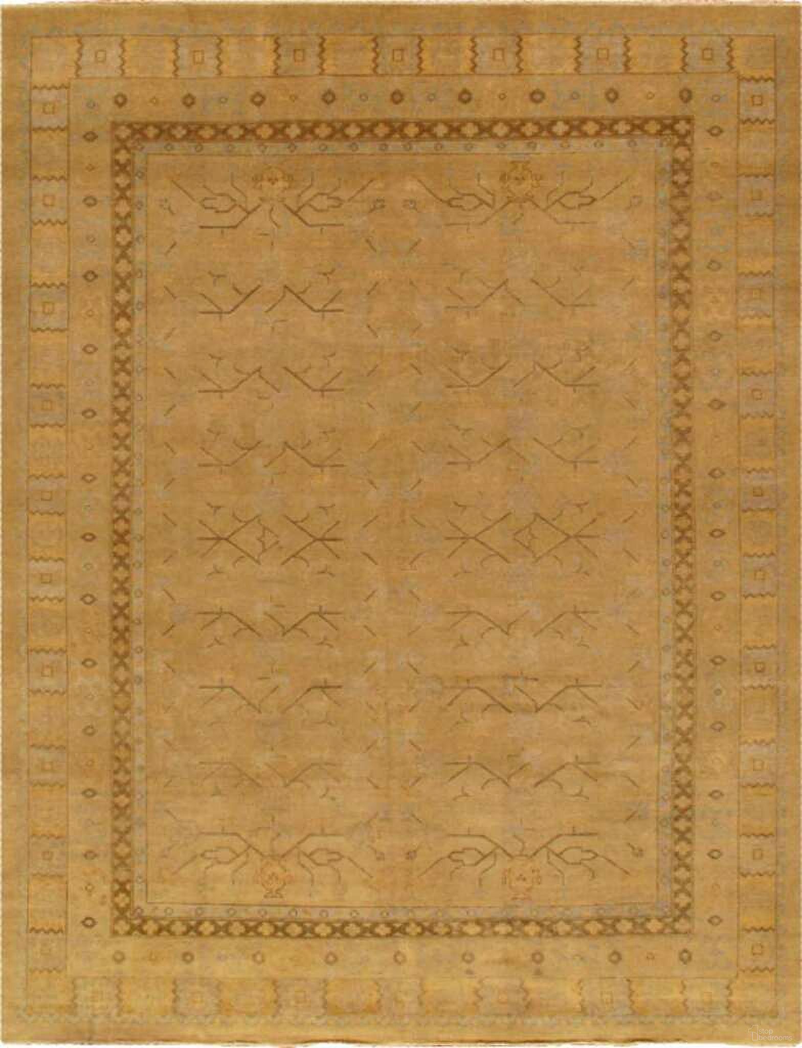 Azerbaijan Collection Hand-Knotted Lamb's Wool Area Rug-10' 3" x 14' 5" In Beige