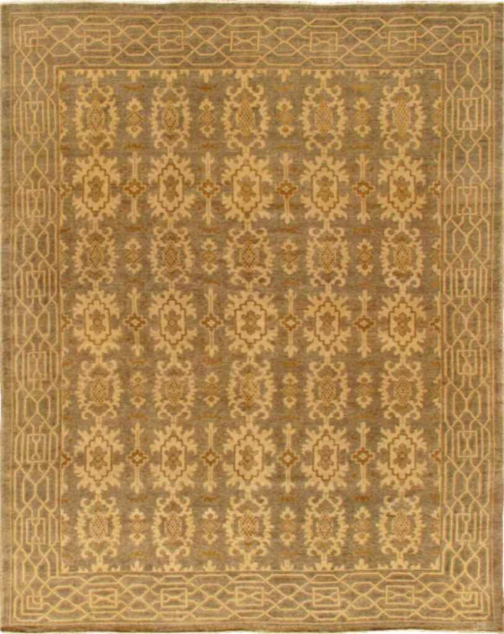 Azerbaijan Collection Hand-Knotted Lamb's Wool Area Rug-10' 4" x 14' 4" In Light Gray