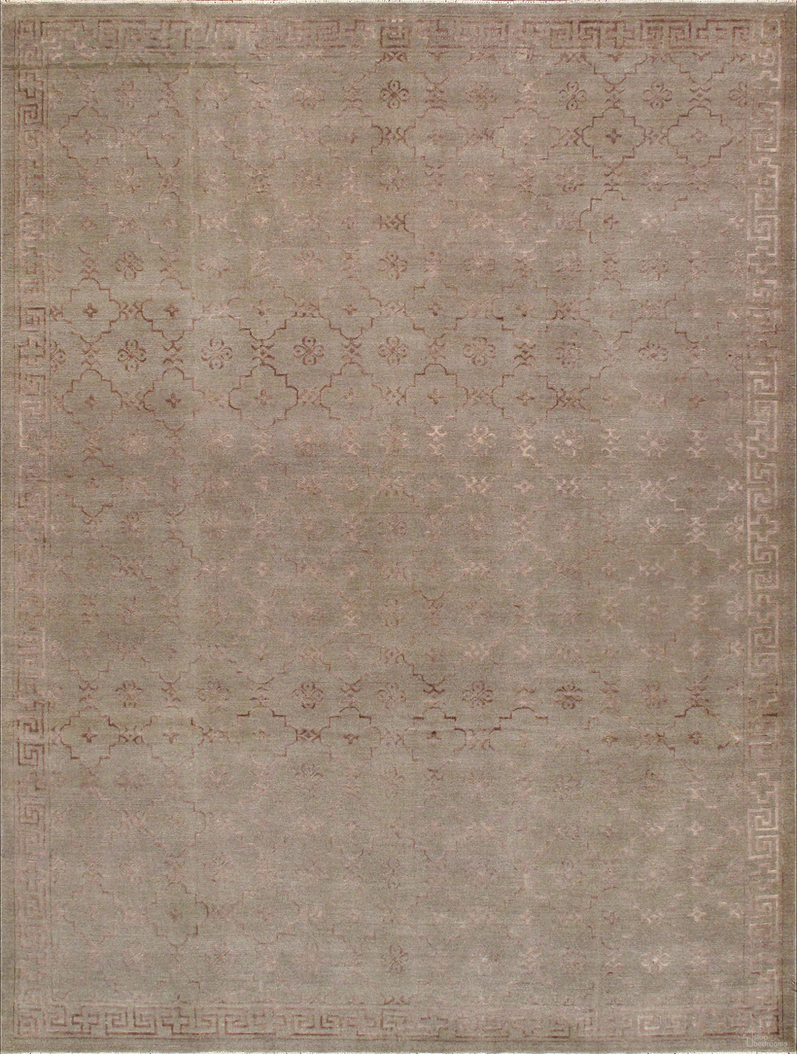 Azerbaijan Collection Hand-Knotted Silk and Wool Area Rug-10' 2" x 14' 2" In Light Gray