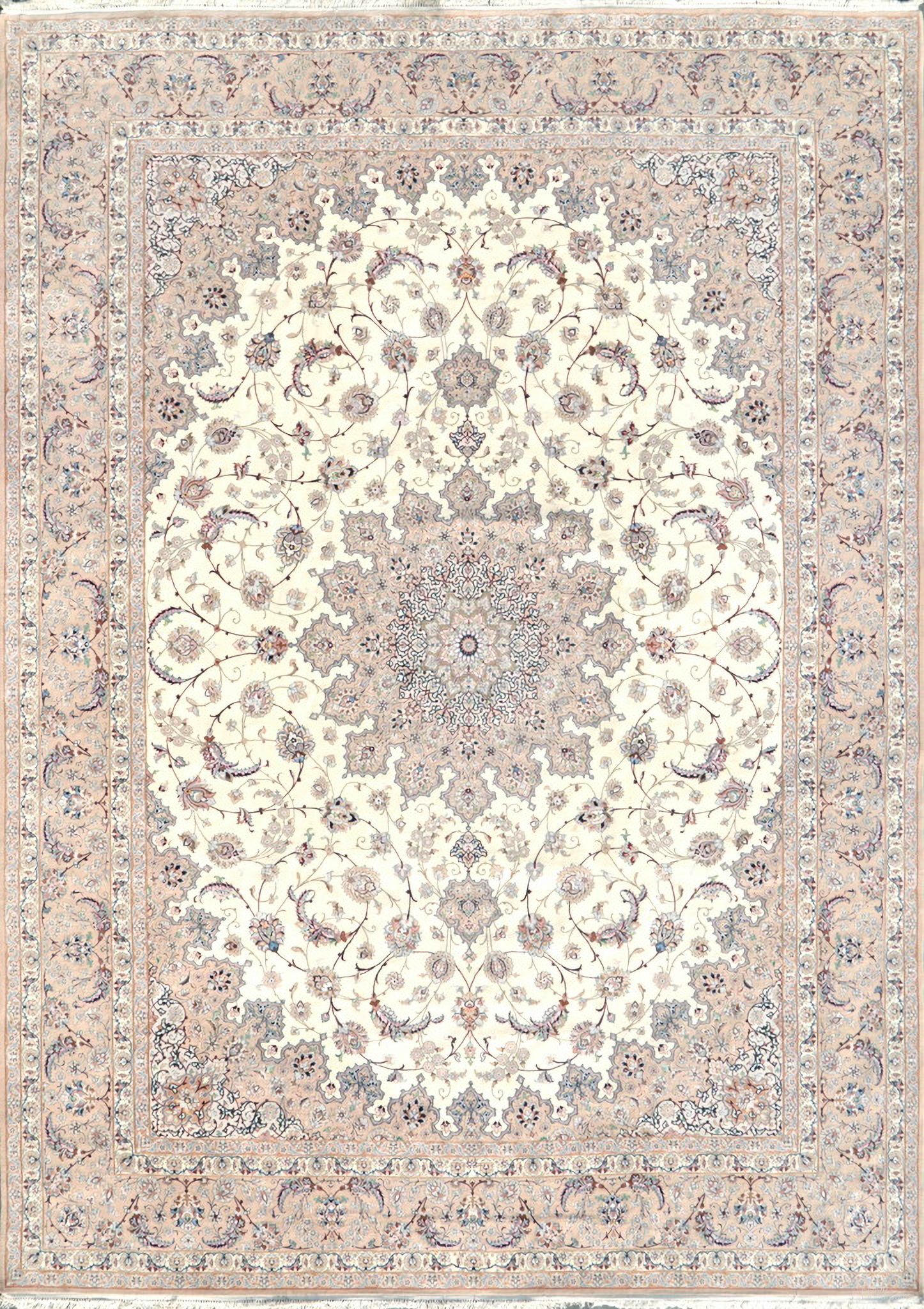 Azerbaijan Collection Hand-Knotted Wool Area Rug-11' 6" x 16' 3" In Mocha and Ivory