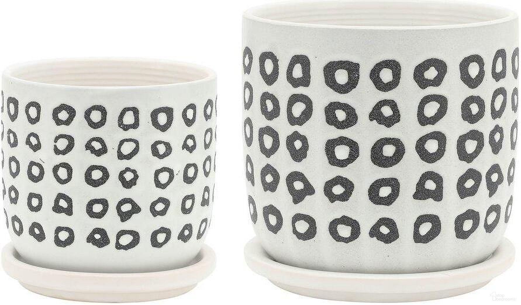 Aztec Planter With Saucer Set of 2 In Black
