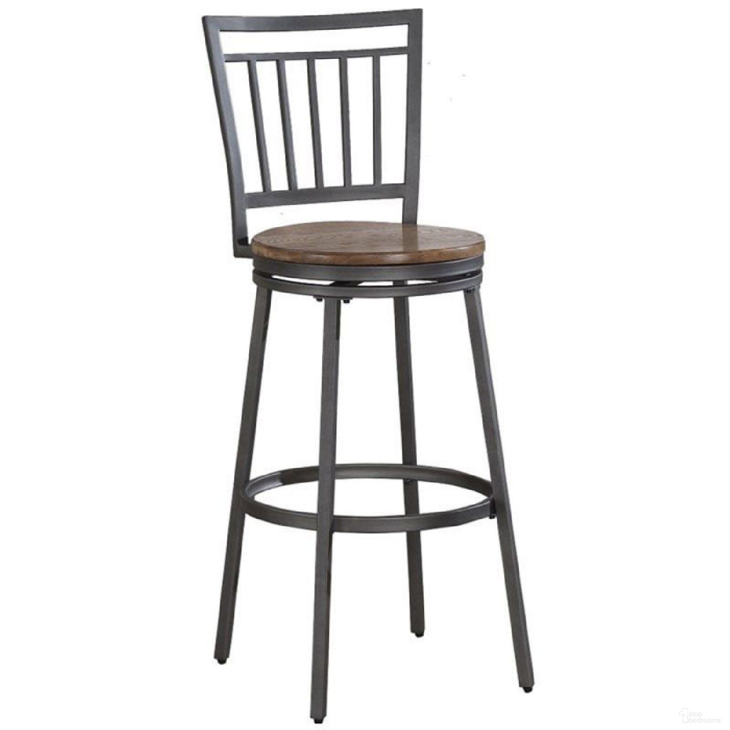 The appearance of B1-101-30W Back-Metal Frame Slat Back Bar Stool designed by American Woodcrafters in the transitional interior design. This silver piece of furniture was selected by 1StopBedrooms from Barstools Collection to add a touch of cosiness and style into your home. Sku: B1-101-30W. Material: Wood.