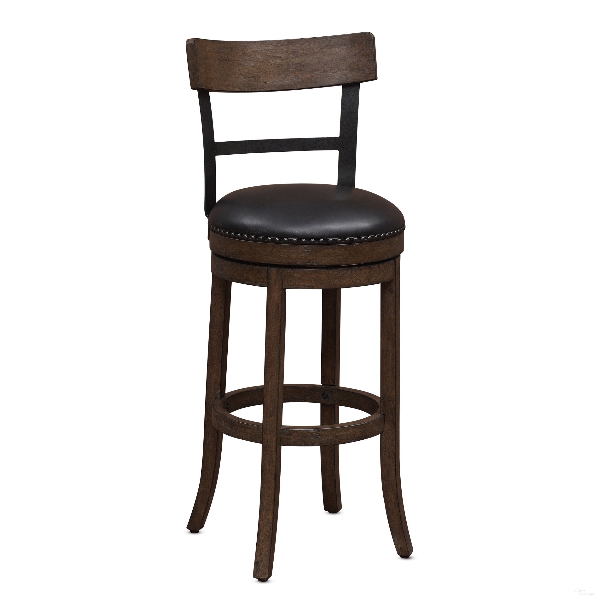 The appearance of 30" Wood Frame Back Bar Stool In Brown designed by American Woodcrafters in the transitional interior design. This brown piece of furniture was selected by 1StopBedrooms from Barstools Collection to add a touch of cosiness and style into your home. Sku: B2-208-30L. Material: Bonded Leather.