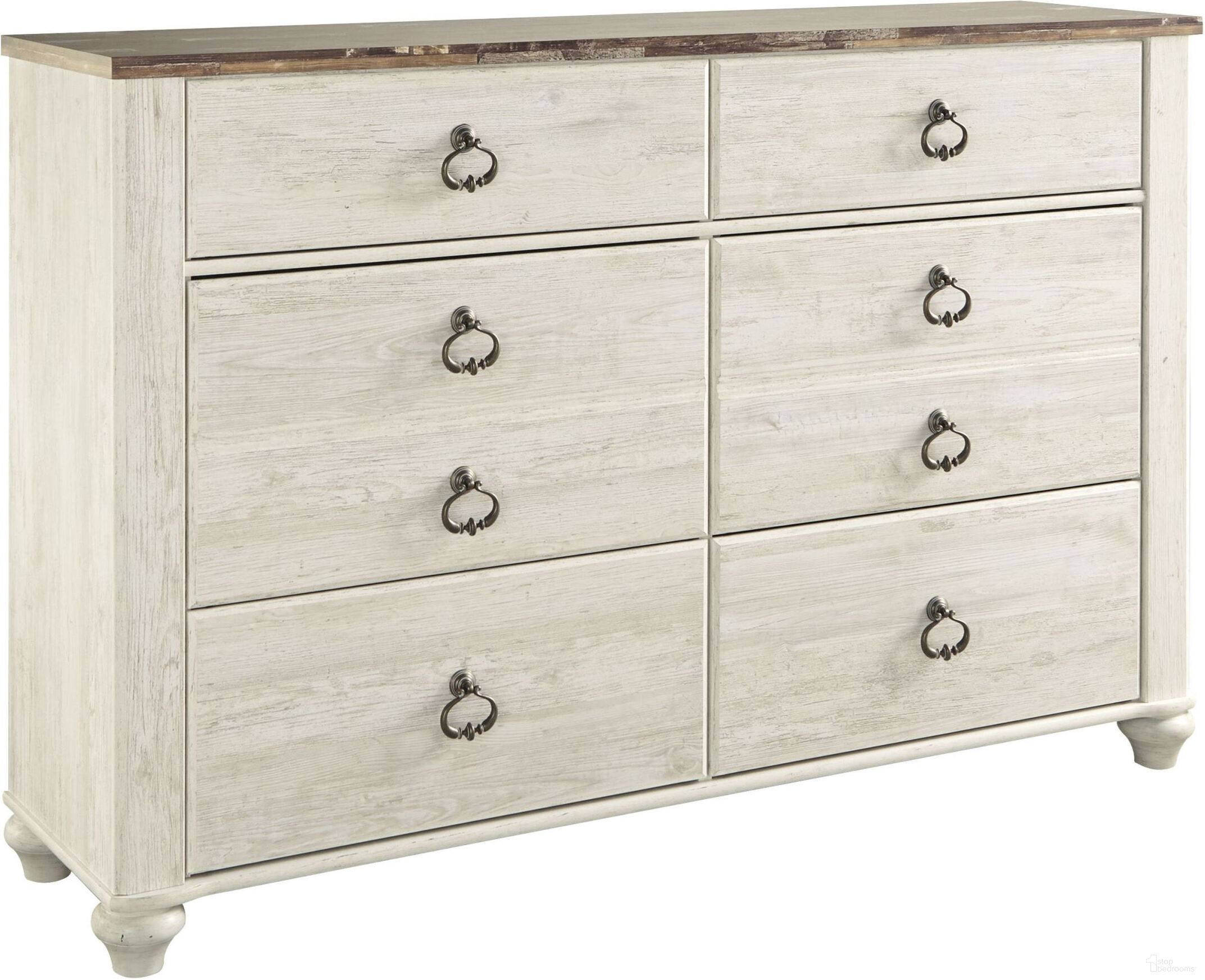 The appearance of Naples 6 Drawer Dresser designed by Three Posts in the interior design. This white wash piece of furniture was selected by 1StopBedrooms from Naples Collection to add a touch of cosiness and style into your home. Sku: B267-31.