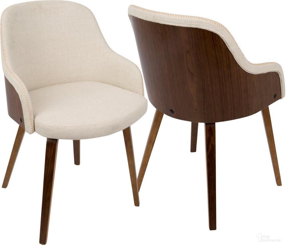 The appearance of Bacci Mid-Century Modern Dining/ Accent Chair In Walnut Wood And Cream Fabric designed by Lumisource in the transitional interior design. This walnut piece of furniture was selected by 1StopBedrooms from Bacci Collection to add a touch of cosiness and style into your home. Sku: CH-BCCI WL+CR. Material: Wood. Chair Type: Arm Chair.