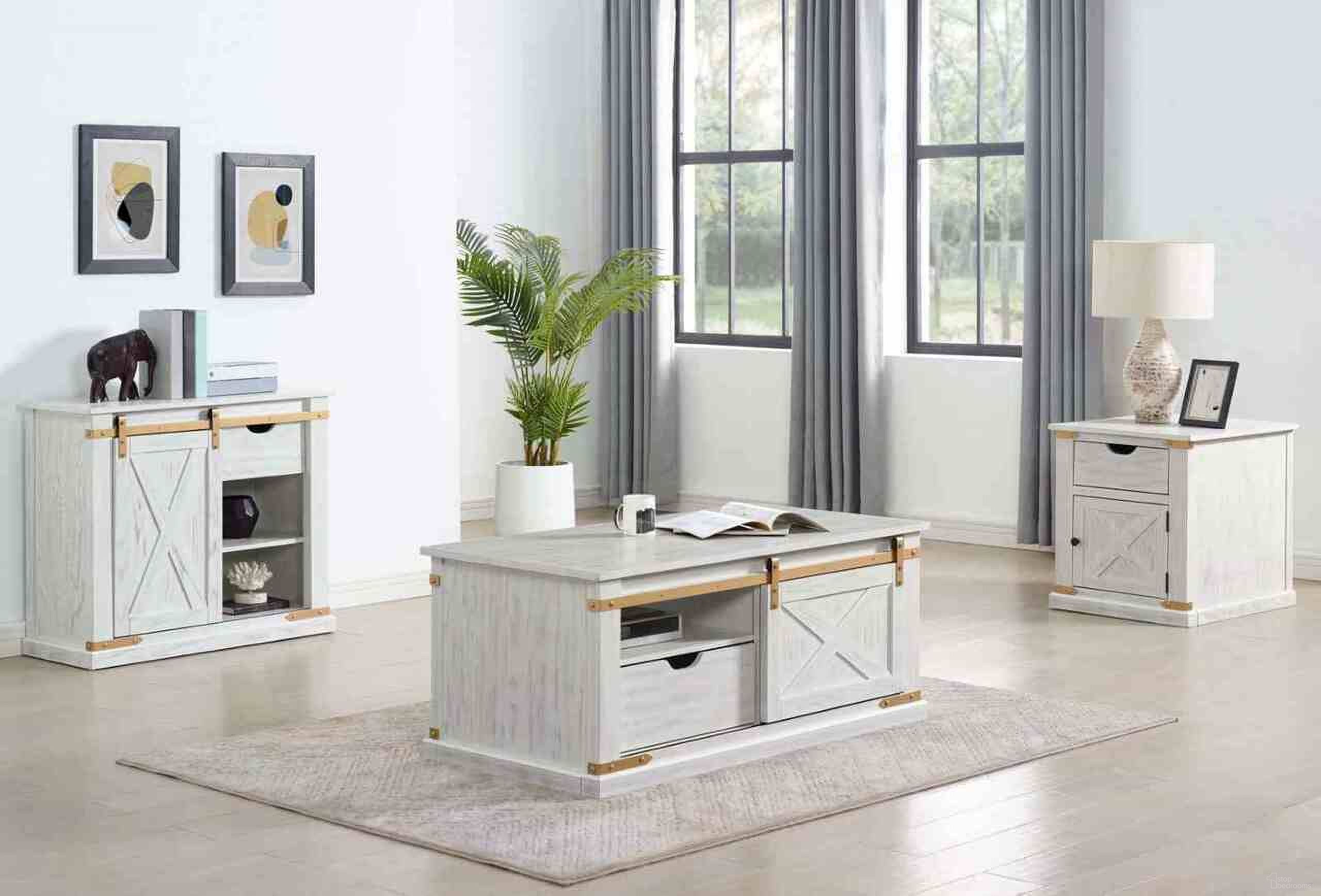 The appearance of Bacerra Occasional Table Set In Antique White and Gold designed by Furniture of America in the rustic / southwestern interior design. This antique white and gold piece of furniture  was selected by 1StopBedrooms from Bacerra Collection to add a touch of cosiness and style into your home. Sku: CM4018WH-C;CM4018WH-E. Material: Metal.
