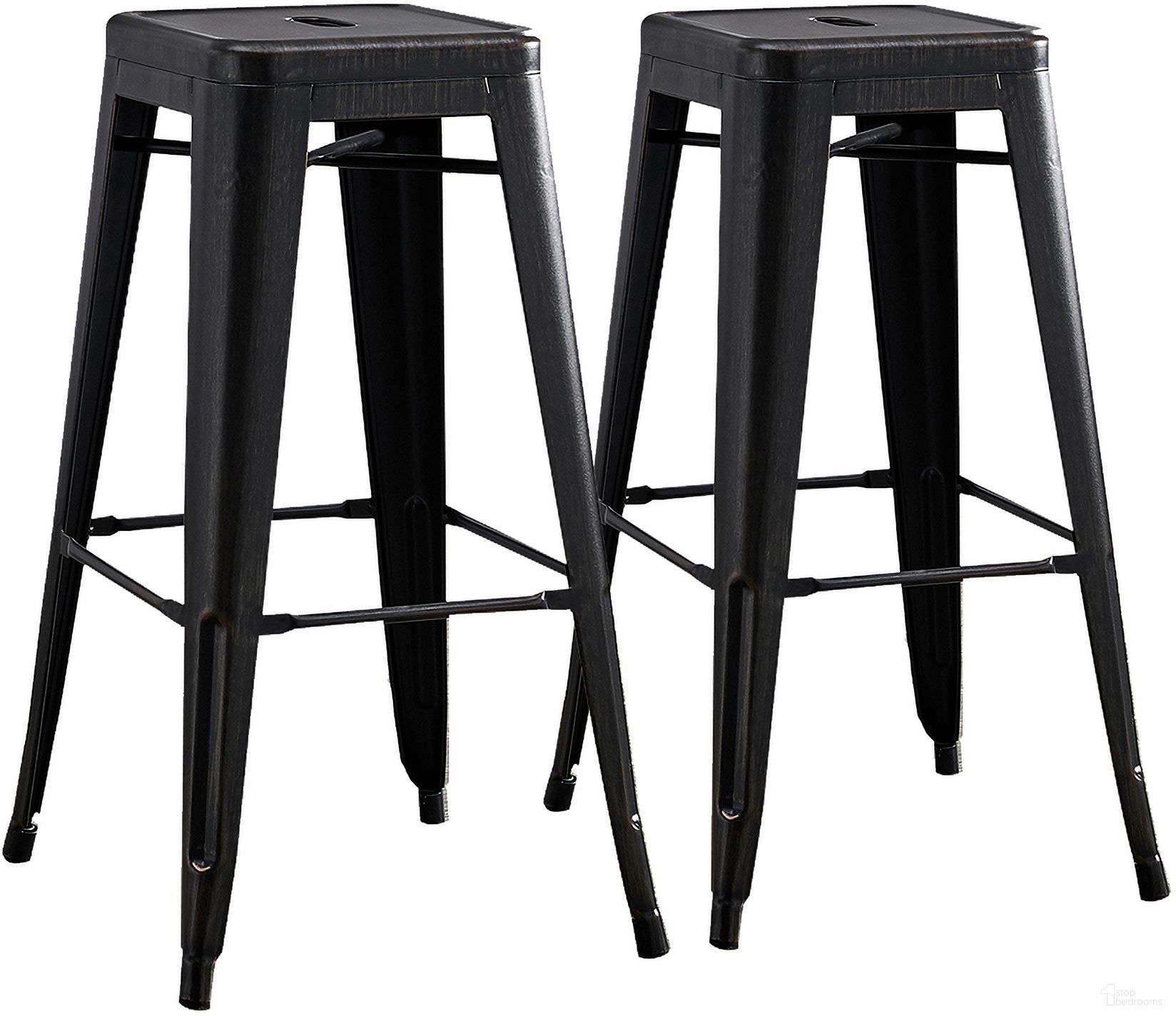 Backless 30 Inch Bar Stools Set of 2 In Distressed Black