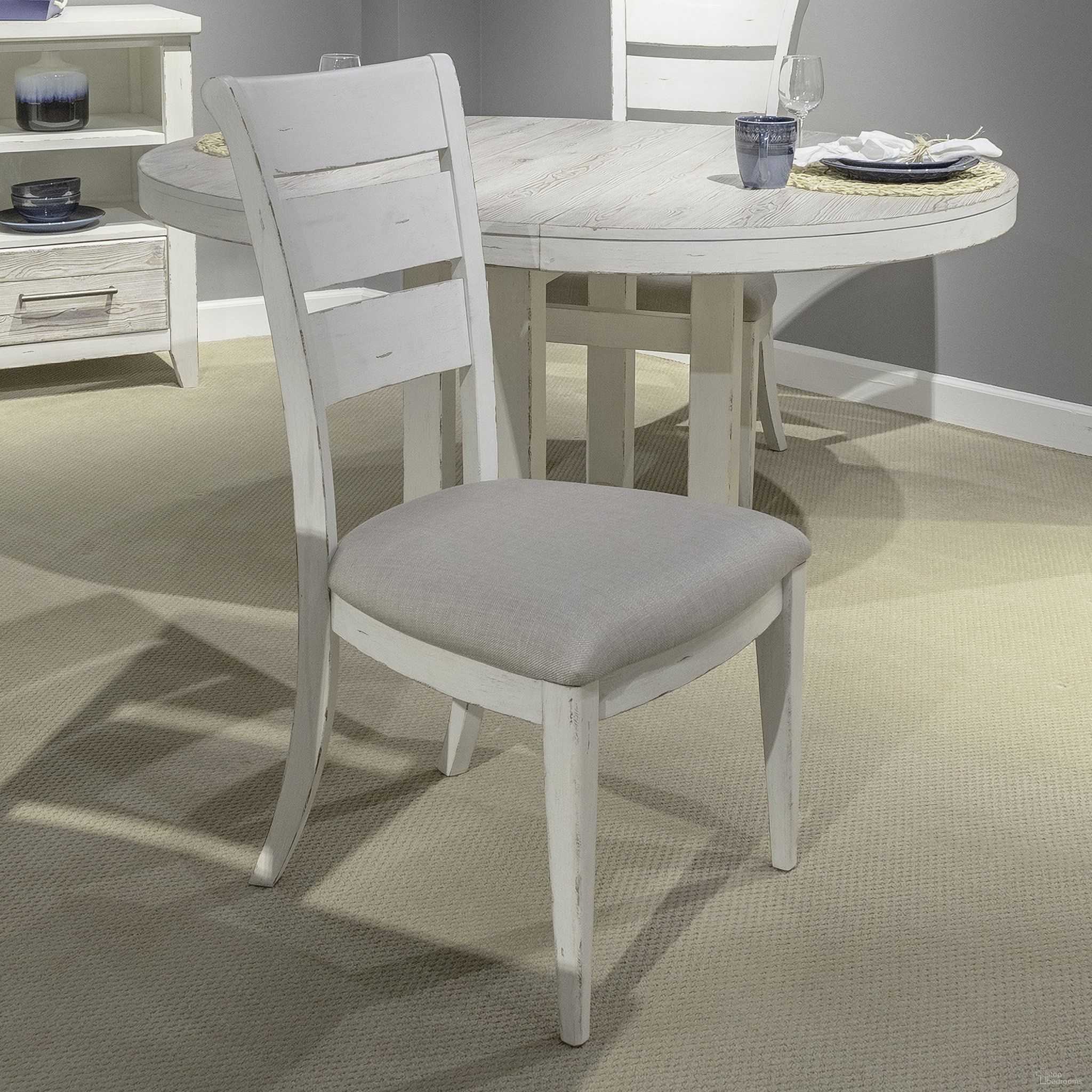 Backroads Ladder Back Side Chair Set of 2 In Weathered White
