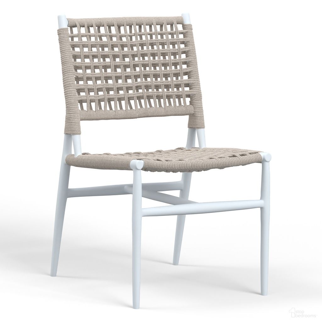 The appearance of Bahia Armless Dining Chair in Satin White designed by Sunset West in the transitional interior design. This satin white piece of furniture was selected by 1StopBedrooms from Bahia Collection to add a touch of cosiness and style into your home. Sku: SW4902-1A. Material: Aluminum.