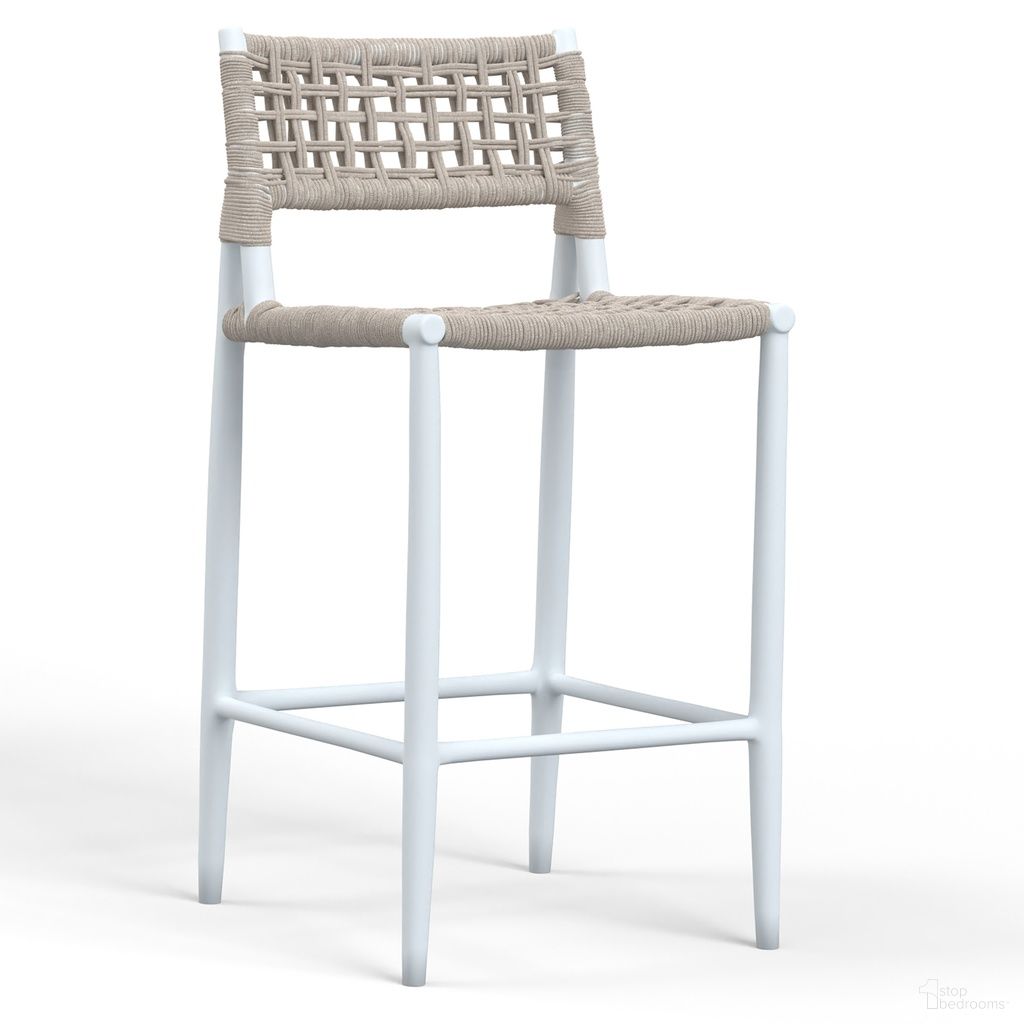 The appearance of Bahia Barstool in Satin White designed by Sunset West in the transitional interior design. This satin white piece of furniture was selected by 1StopBedrooms from Bahia Collection to add a touch of cosiness and style into your home. Sku: SW4902-7B. Material: Aluminum.