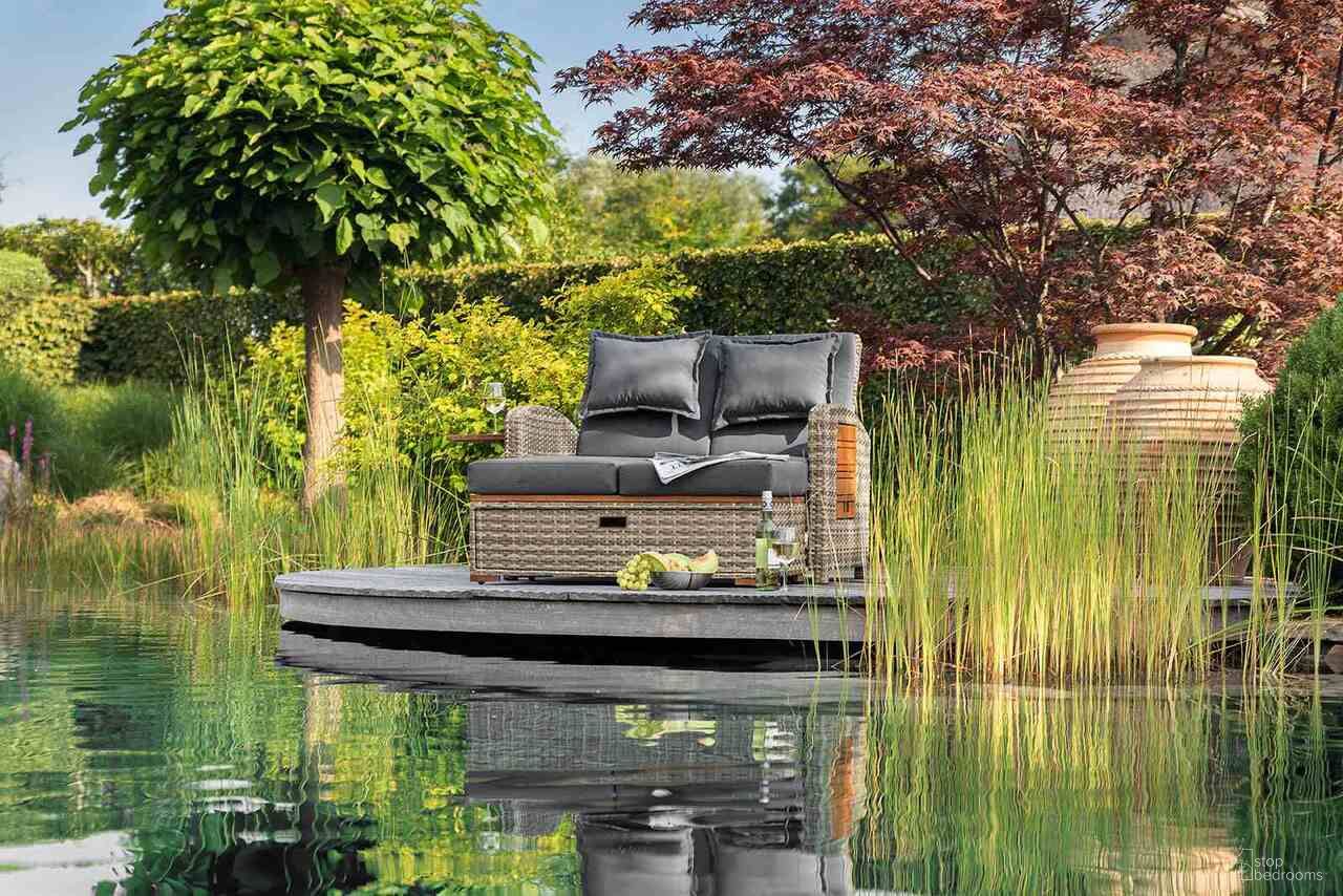 Bahia Tobago Reclining Chaise Lounge In Brown and Dark Gray
