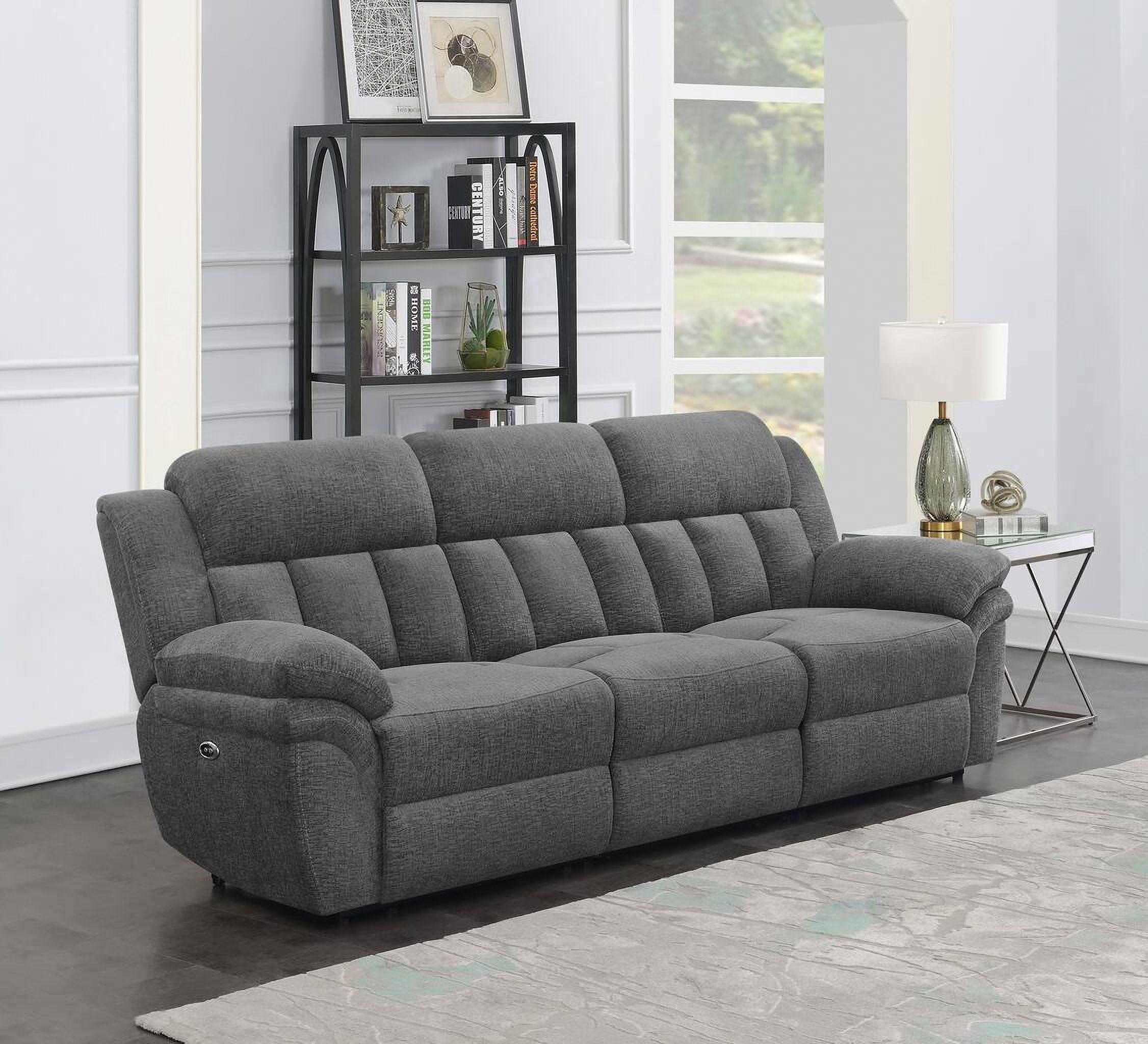 The appearance of Bahrain Upholstered Power Sofa Charcoal designed by Coaster in the transitional interior design. This charcoal piece of furniture  was selected by 1StopBedrooms from Bahrain Collection to add a touch of cosiness and style into your home. Sku: 609540AC;609540LRP;609540RRP. Material: Upholstered.