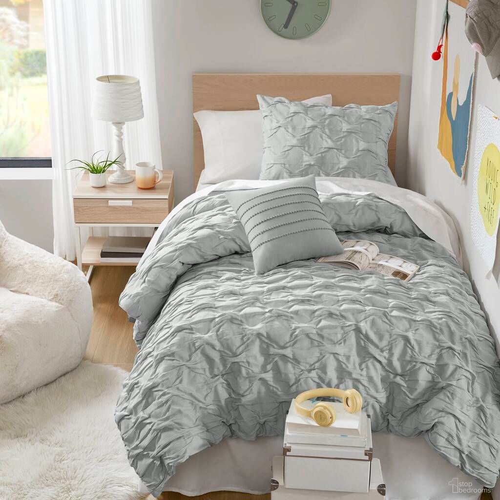Bailey Diamond Pucker Woven Comforter Set In Gray