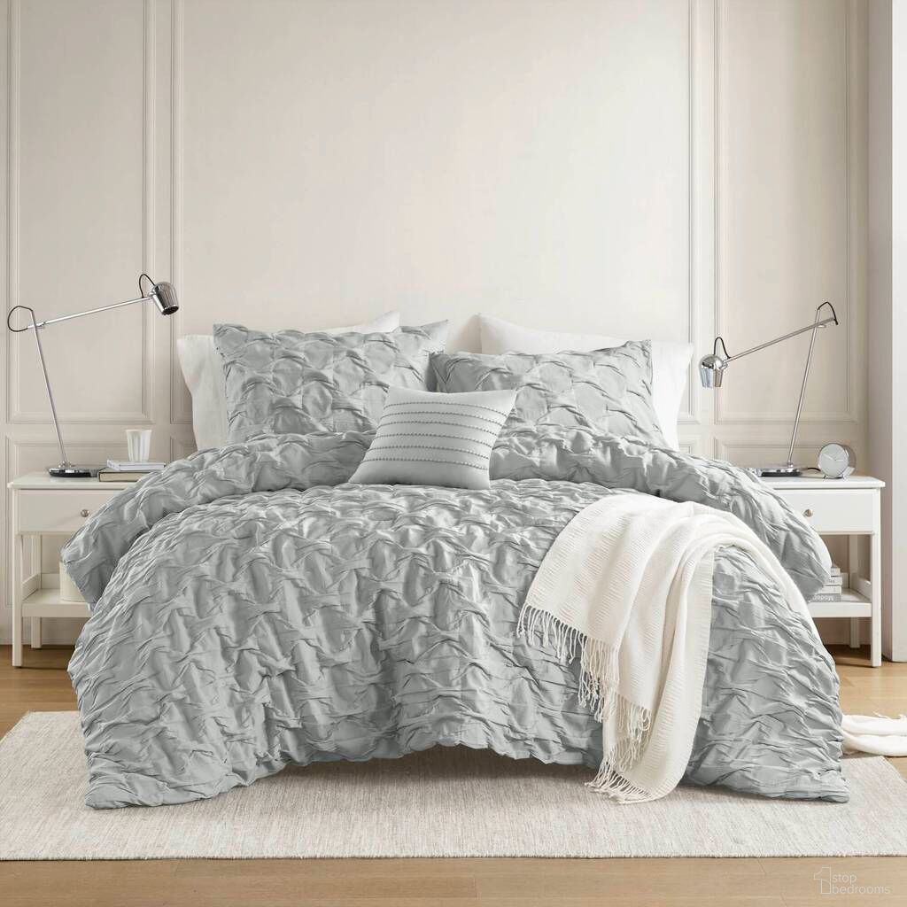 Bailey Diamond Pucker Woven Comforter Set In Gray