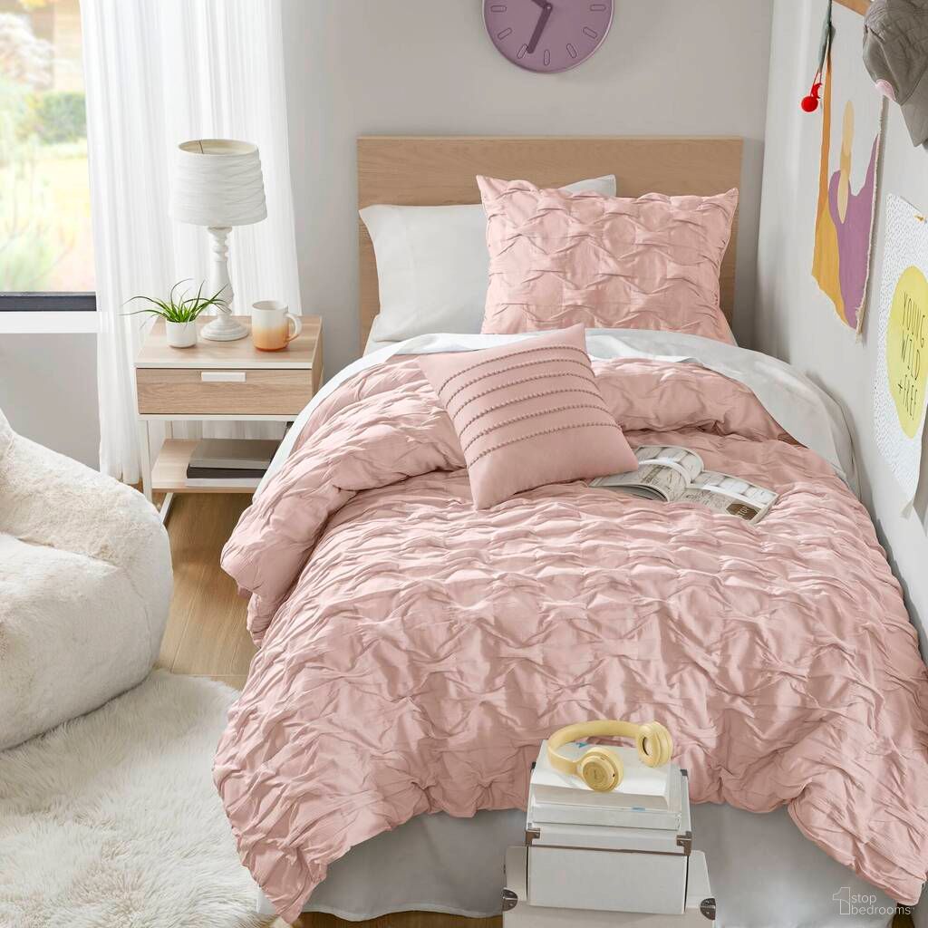 Bailey Diamond Pucker Woven Comforter Set In Pink