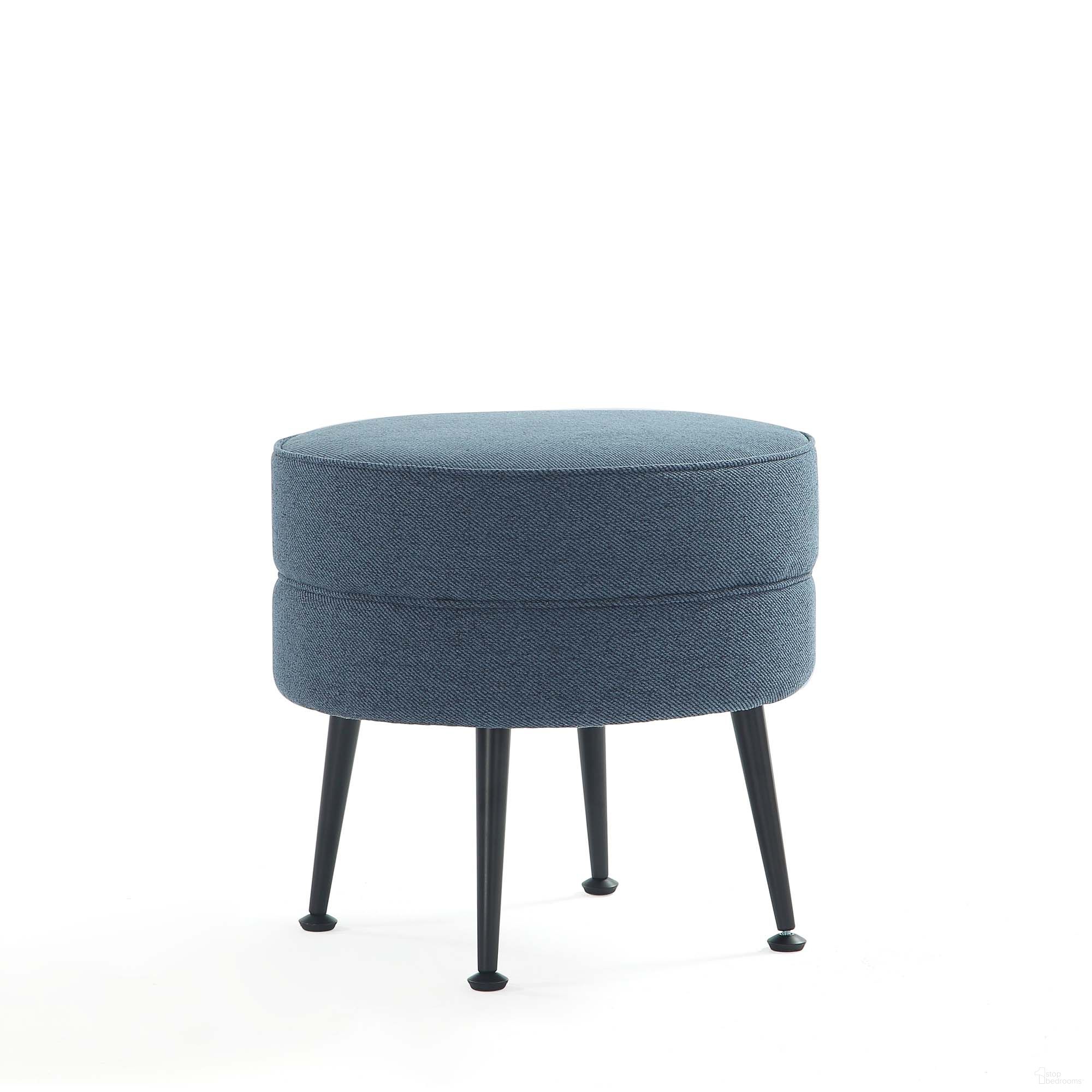 The appearance of Bailey Ottoman In Blue with Black Feet designed by Manhattan Comfort in the transitional interior design. This blue piece of furniture  was selected by 1StopBedrooms from Bailey Collection to add a touch of cosiness and style into your home. Sku: OT003-BLB. Material: Wood.