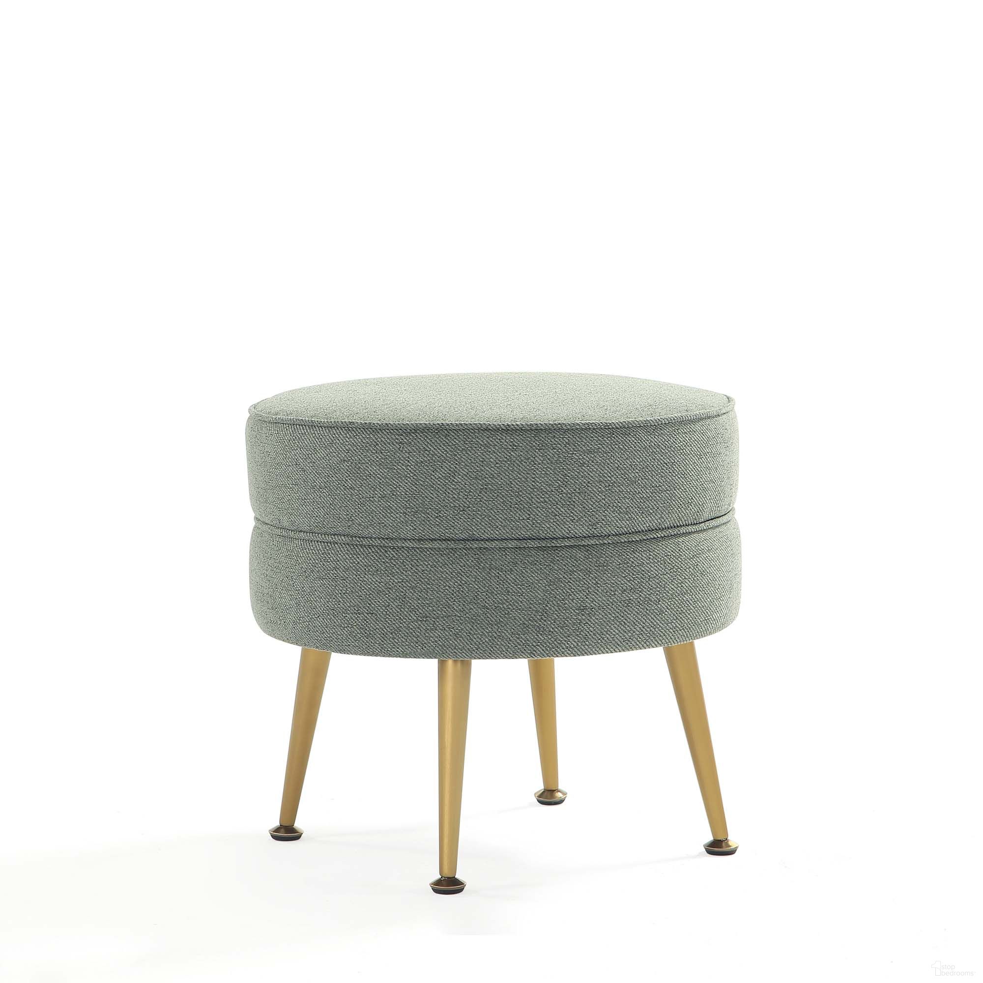 The appearance of Bailey Ottoman In Sage Green with Gold Feet designed by Manhattan Comfort in the transitional interior design. This sage green piece of furniture was selected by 1StopBedrooms from Bailey Collection to add a touch of cosiness and style into your home. Sku: OT003-SG. Material: Wood.