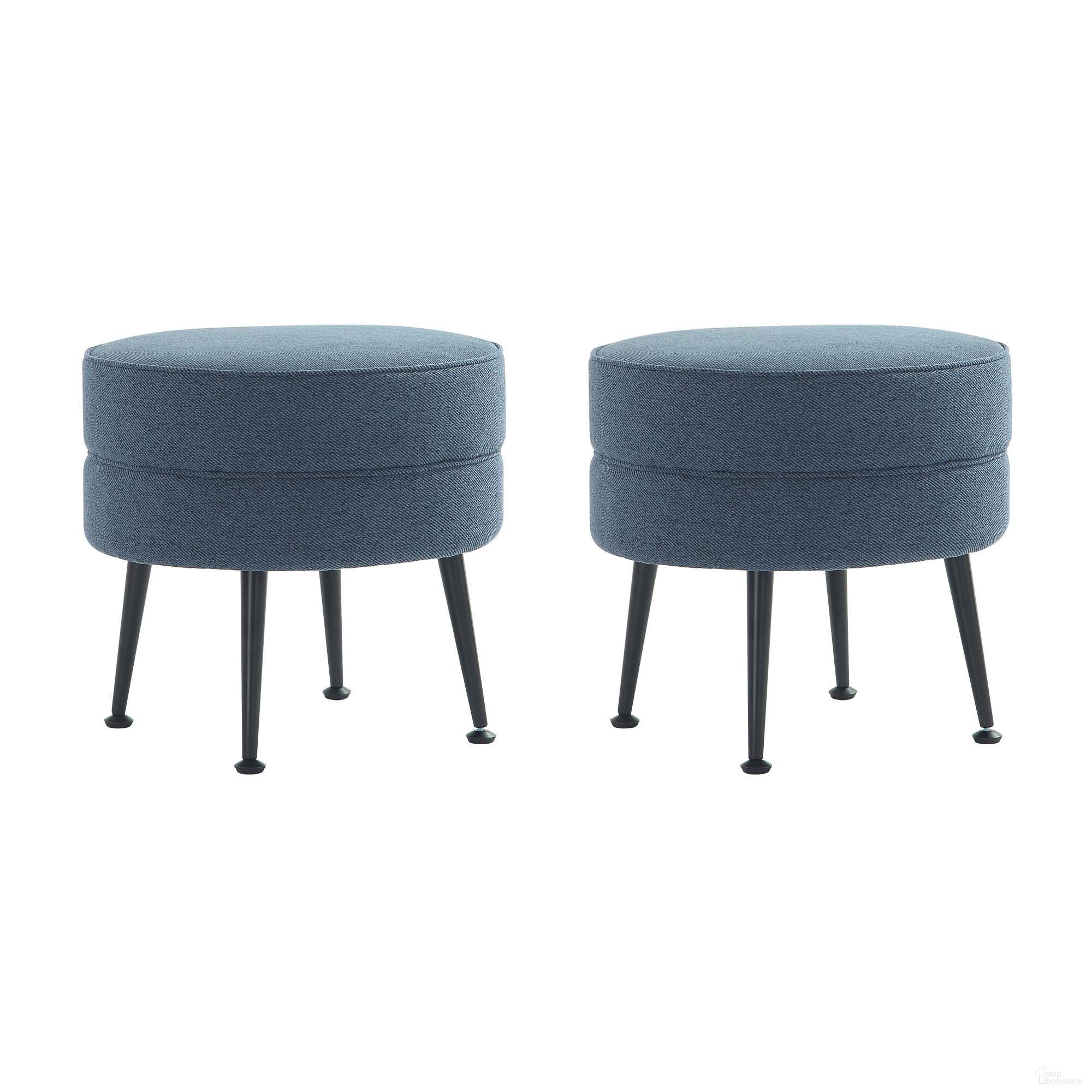The appearance of Bailey Ottoman Set of 2 In Blue with Black Feet designed by Manhattan Comfort in the transitional interior design. This blue piece of furniture was selected by 1StopBedrooms from Bailey Collection to add a touch of cosiness and style into your home. Sku: OT003-BLB;OT003-BLB. Material: Wood.