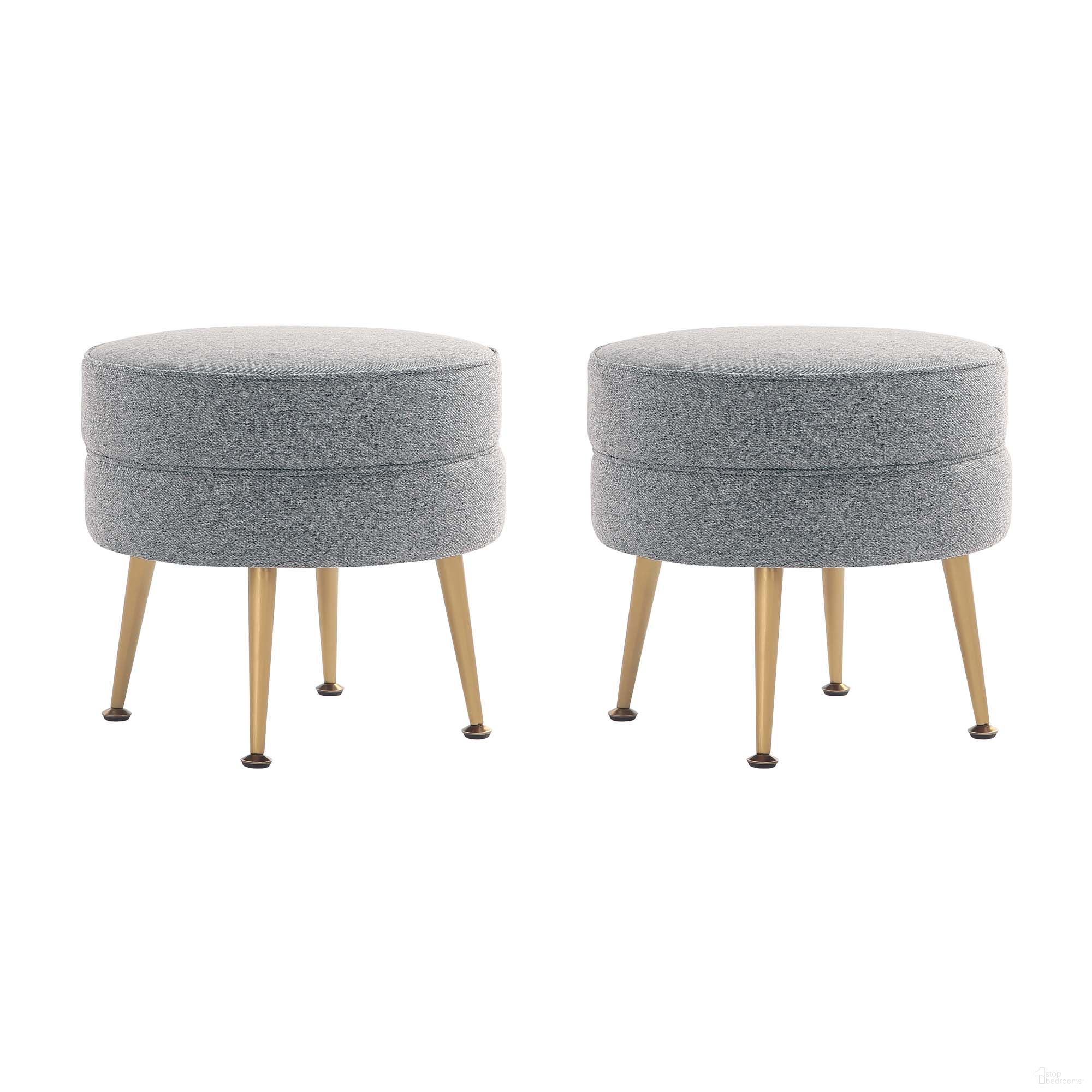 The appearance of Bailey Ottoman Set of 2 In Grey with Gold Feet designed by Manhattan Comfort in the transitional interior design. This grey piece of furniture was selected by 1StopBedrooms from Bailey Collection to add a touch of cosiness and style into your home. Sku: OT003-GY;OT003-GY. Material: Wood.