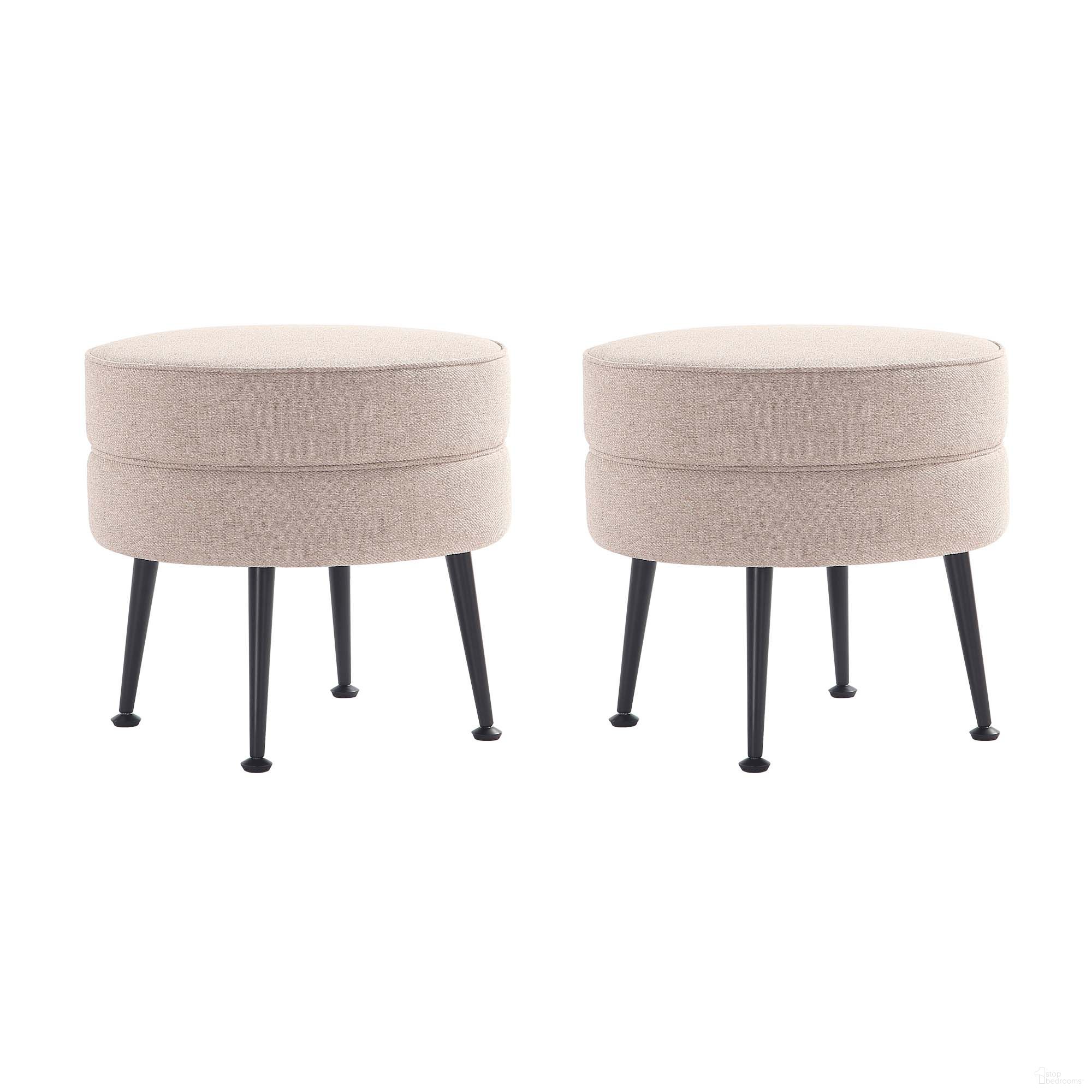 The appearance of Bailey Ottoman Set of 2 In Oatmeal with Black Feet designed by Manhattan Comfort in the transitional interior design. This oatmeal piece of furniture  was selected by 1StopBedrooms from Bailey Collection to add a touch of cosiness and style into your home. Sku: OT003-OTB;OT003-OTB. Material: Wood.