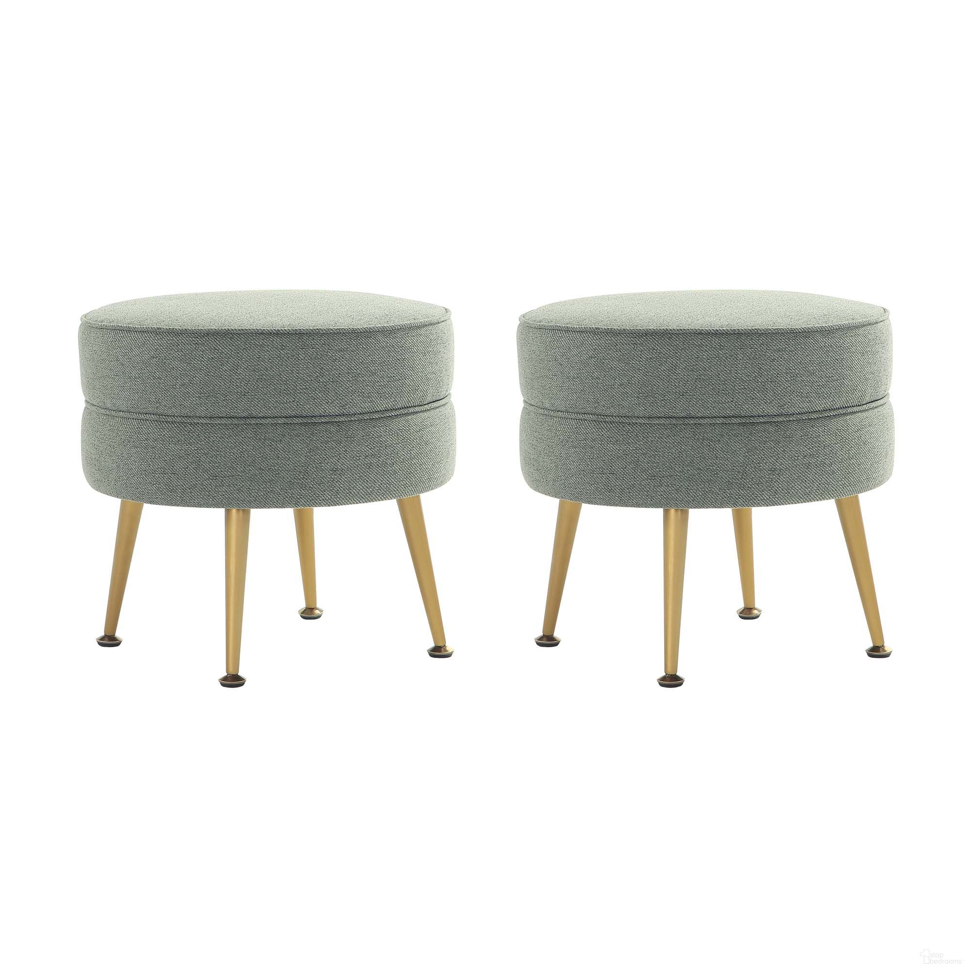 The appearance of Bailey Ottoman Set of 2 In Sage Green with Gold Feet designed by Manhattan Comfort in the transitional interior design. This sage green piece of furniture was selected by 1StopBedrooms from Bailey Collection to add a touch of cosiness and style into your home. Sku: OT003-SG;OT003-SG. Material: Wood.
